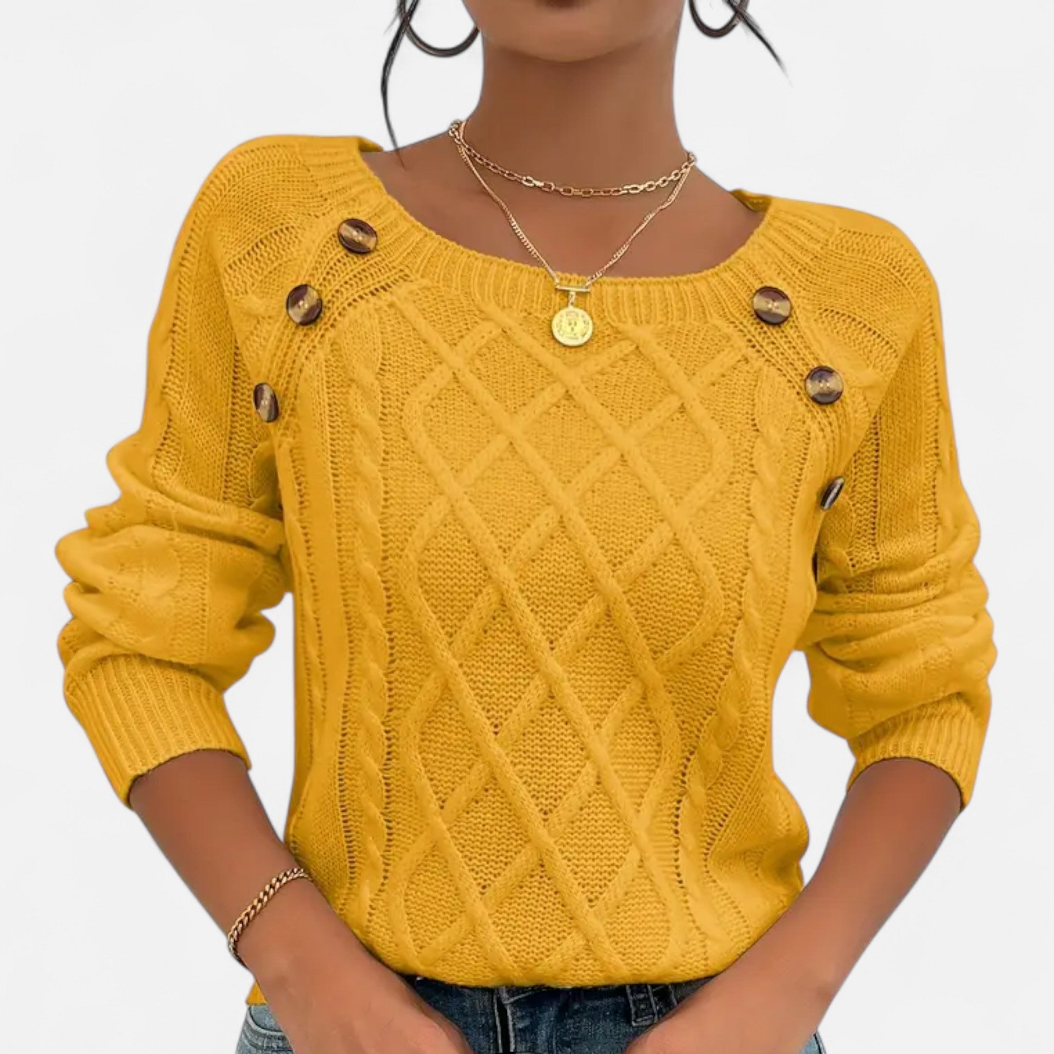 Savora Mode | Women’s Square Neck Cable Knit Sweater