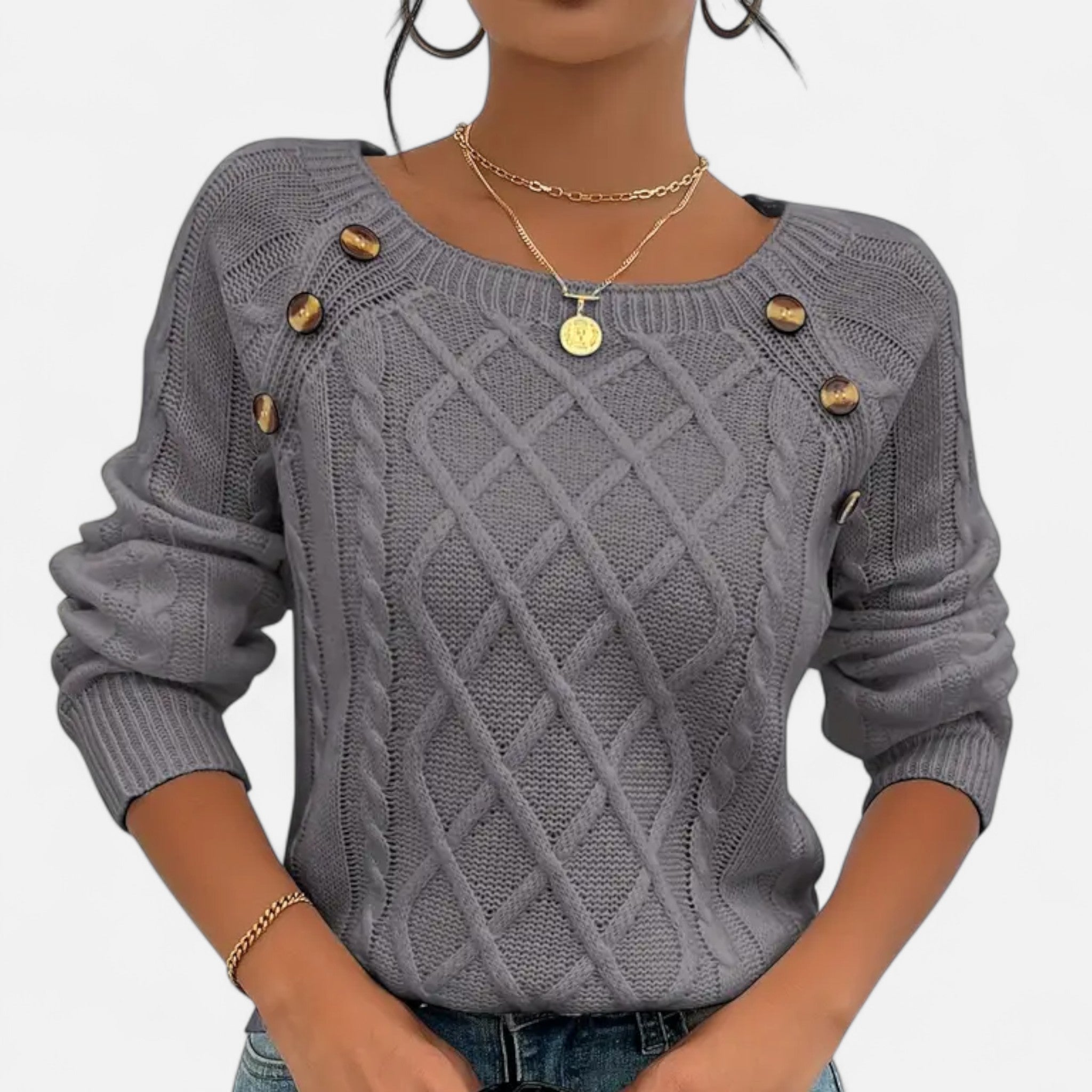 Savora Mode | Women’s Square Neck Cable Knit Sweater