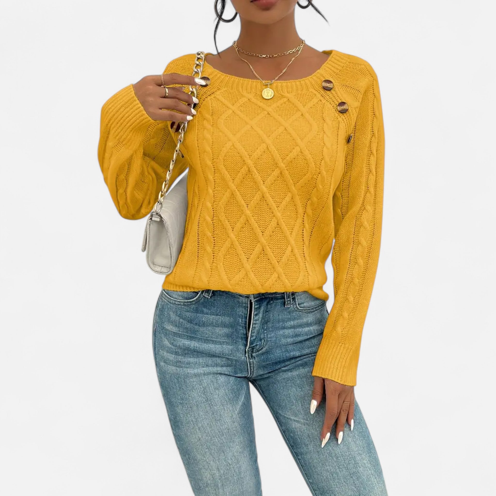 Savora Mode | Women’s Square Neck Cable Knit Sweater