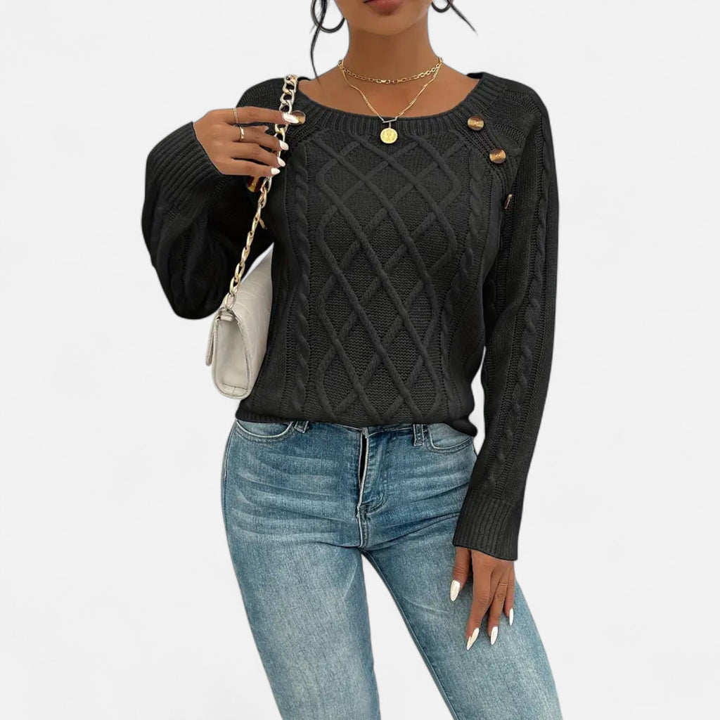 Savora Mode | Women’s Square Neck Cable Knit Sweater