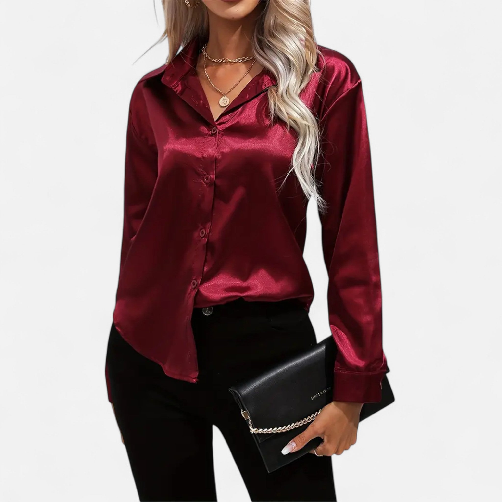 Savora Mode | Women’s Long Sleeve Satin Shirt