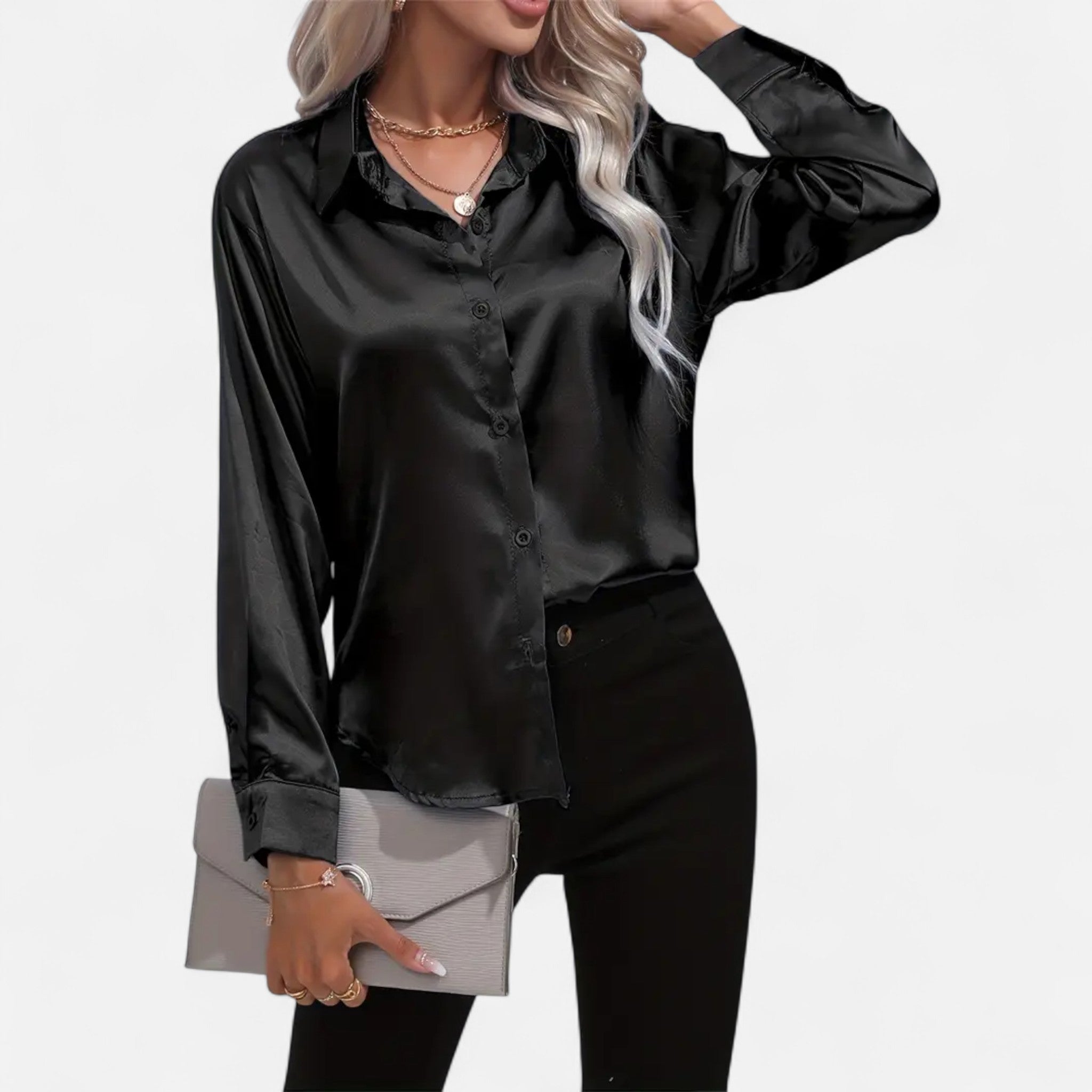 Savora Mode | Women’s Long Sleeve Satin Shirt