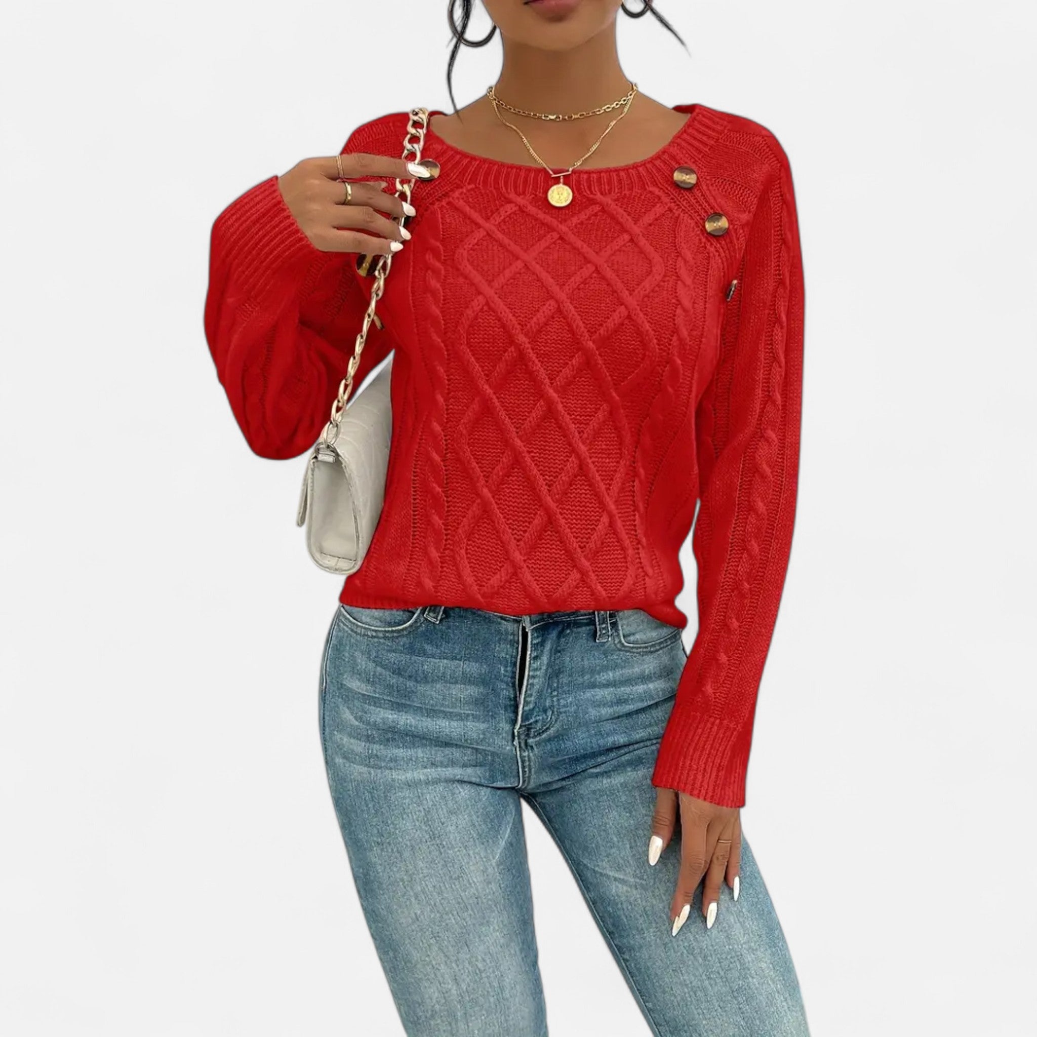 Savora Mode | Women’s Square Neck Cable Knit Sweater