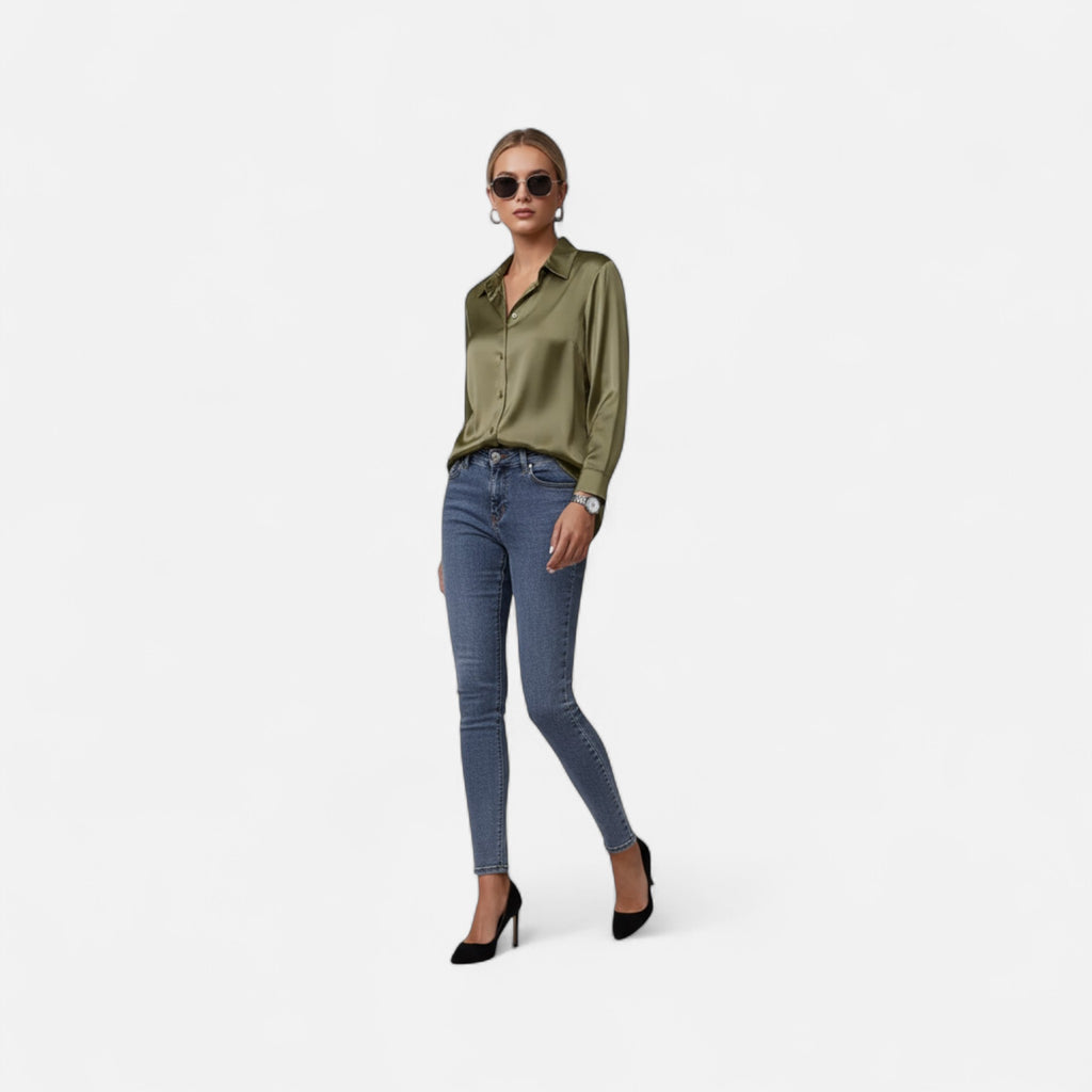 Savora Mode | Women’s Satin Long Sleeve Shirt