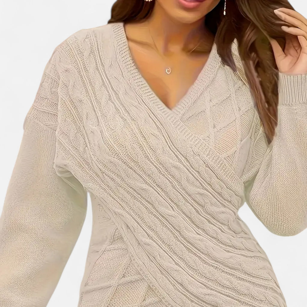 Savora Mode | Women’s Plus Size Cable Knit Wrap Sweater
