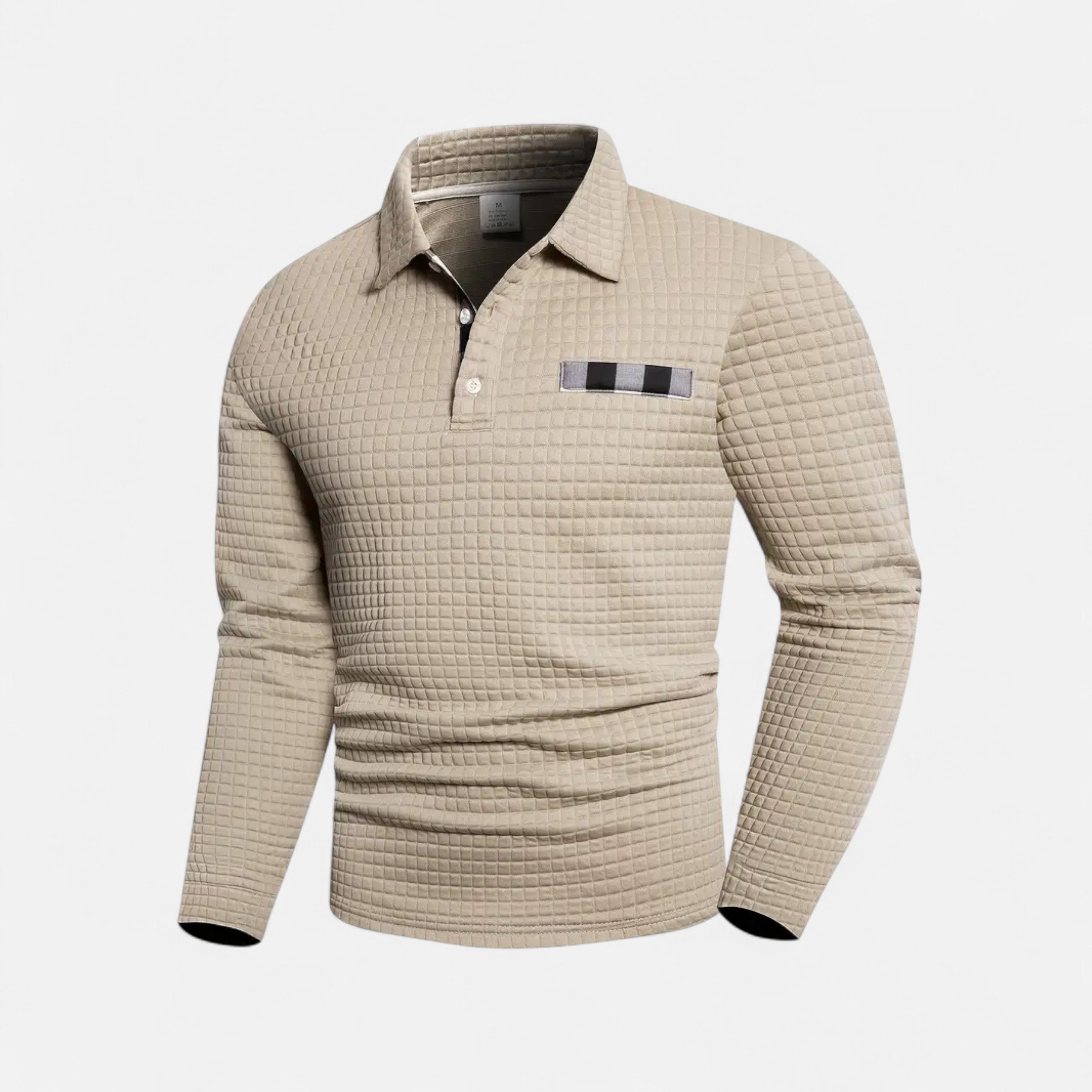 Savora Mode | Men's Casual Thick Knit Button-Up Shirt - Digital Print Grid