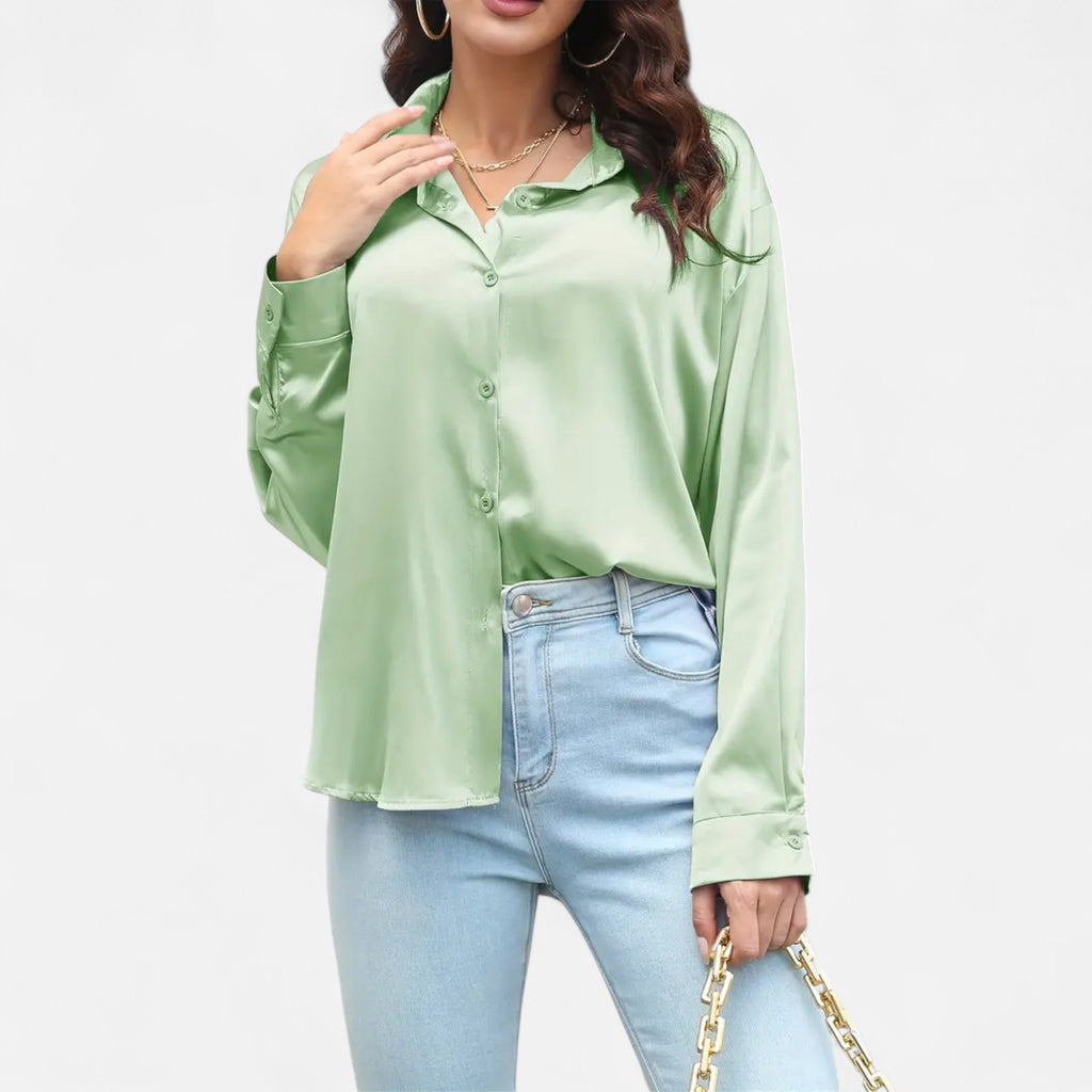 Savora Mode | Women’s Long Sleeve Satin Shirt