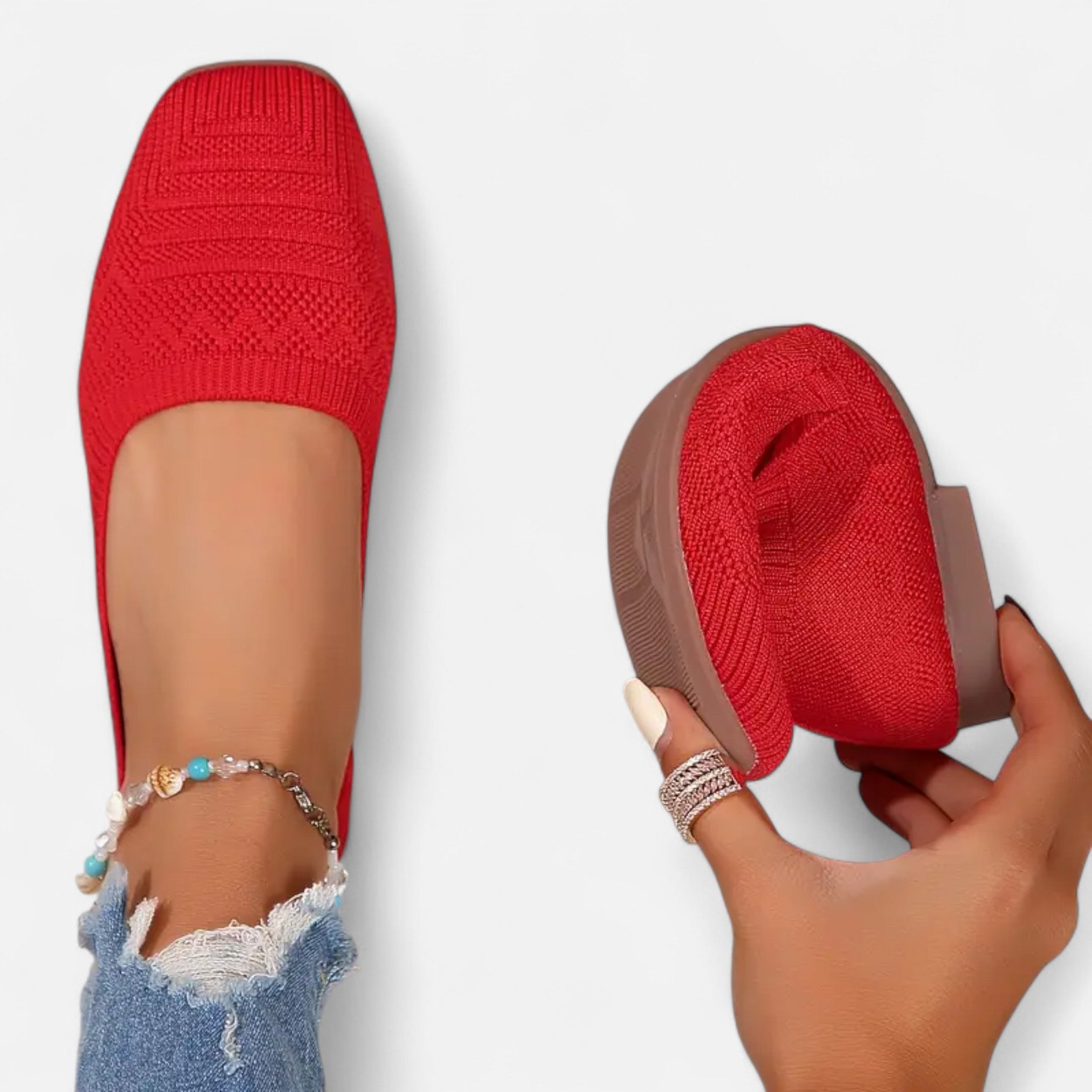 Savora Mode | Women’s Black Woven Heritage Flats