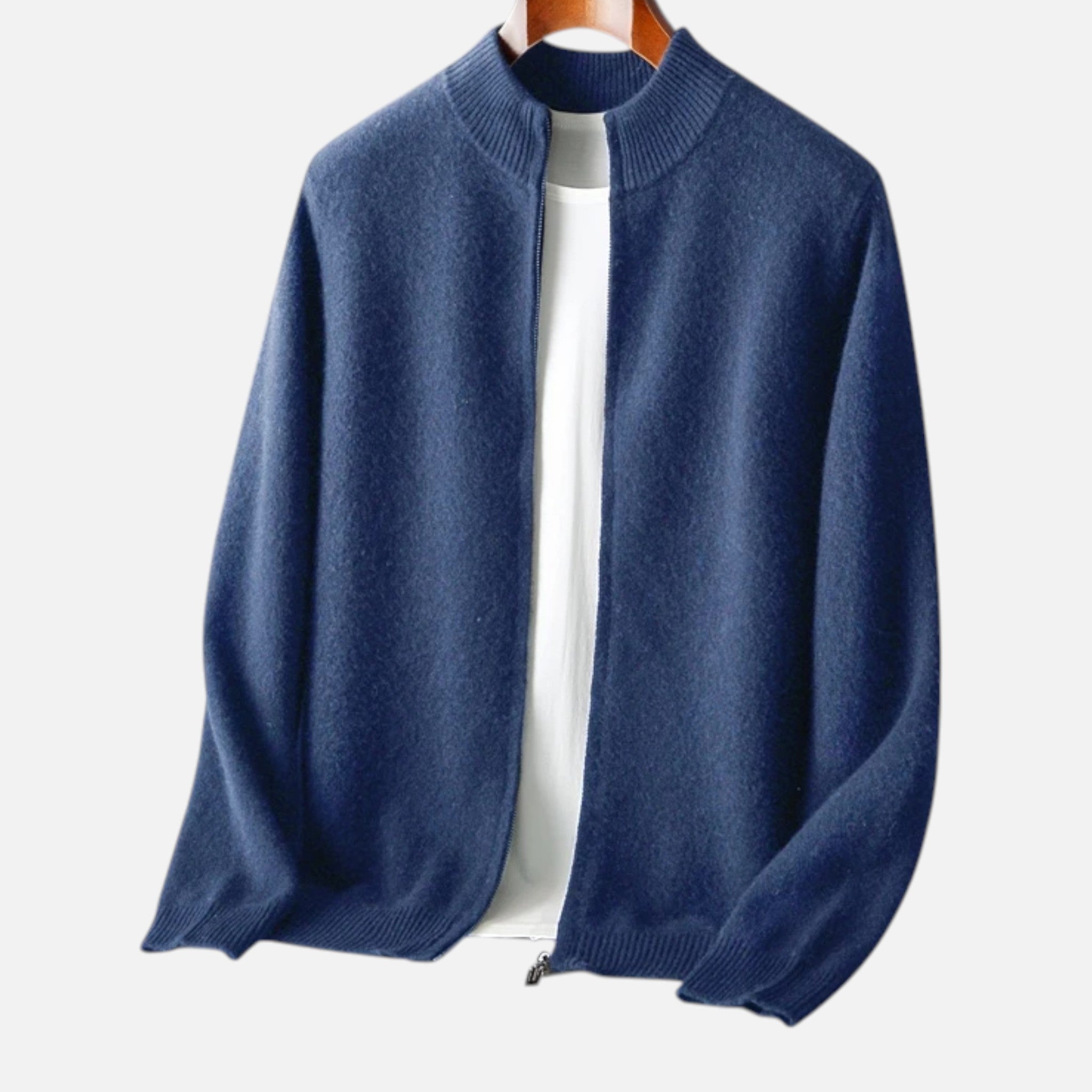 Savora Mode | Men’s Merino Wool Cardigan – Mock Collar