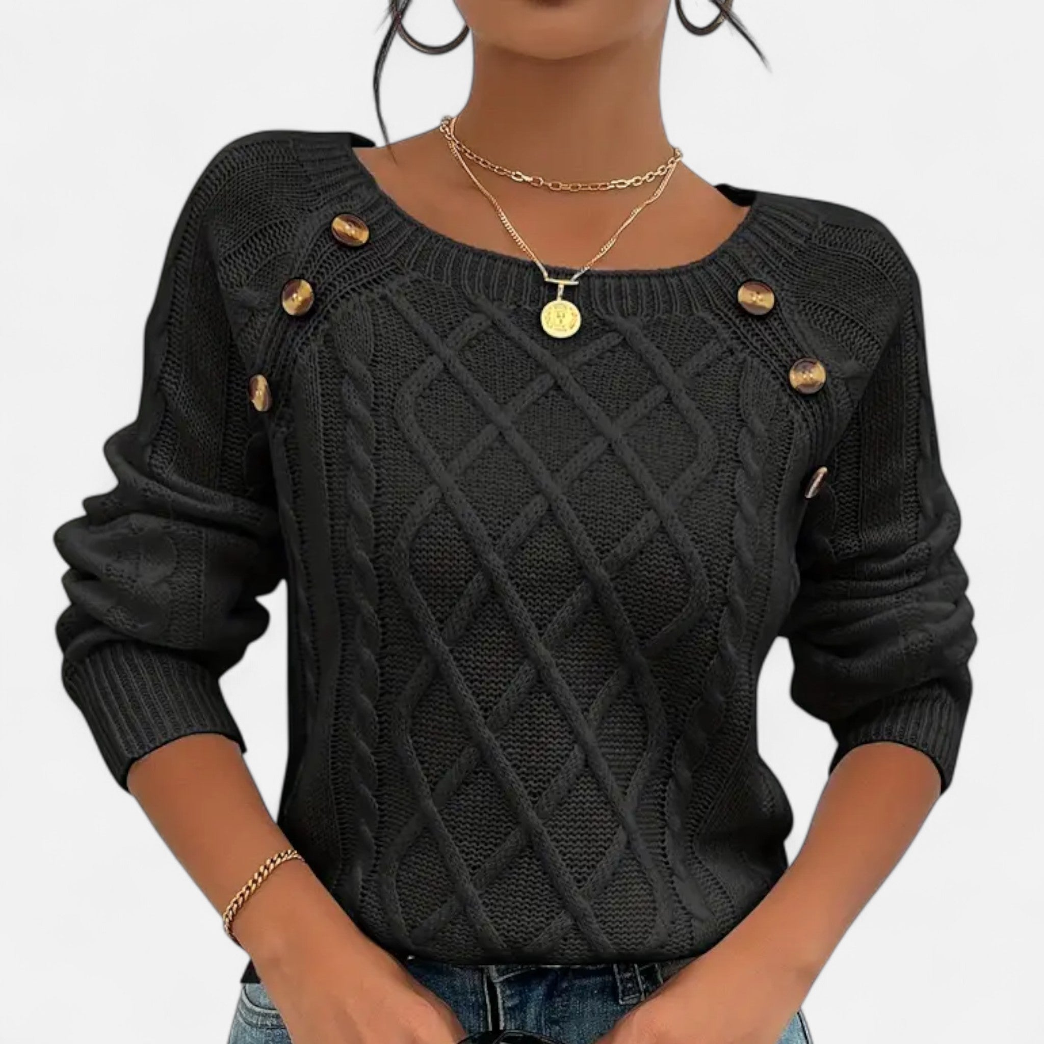 Savora Mode | Women’s Square Neck Cable Knit Sweater