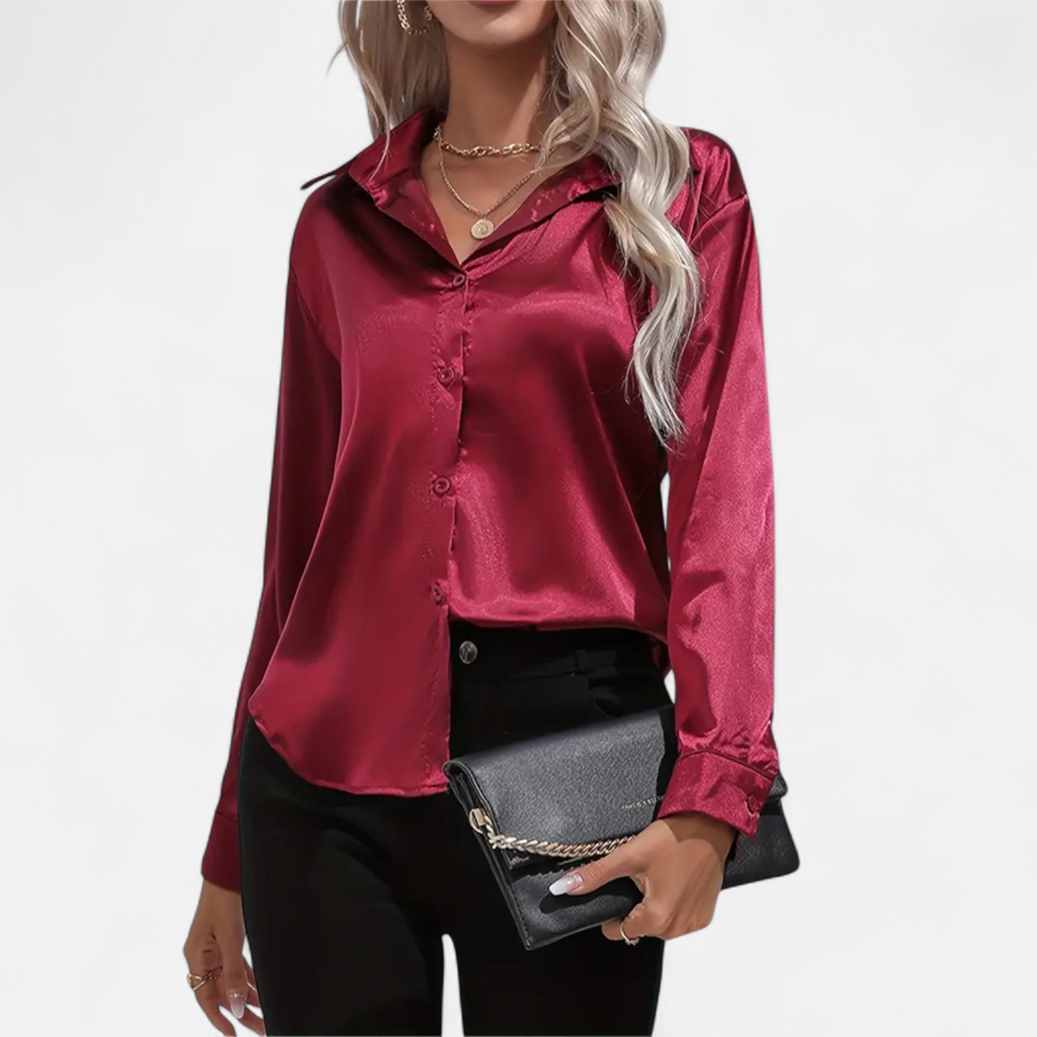 Savora Mode | Women’s Long Sleeve Satin Shirt