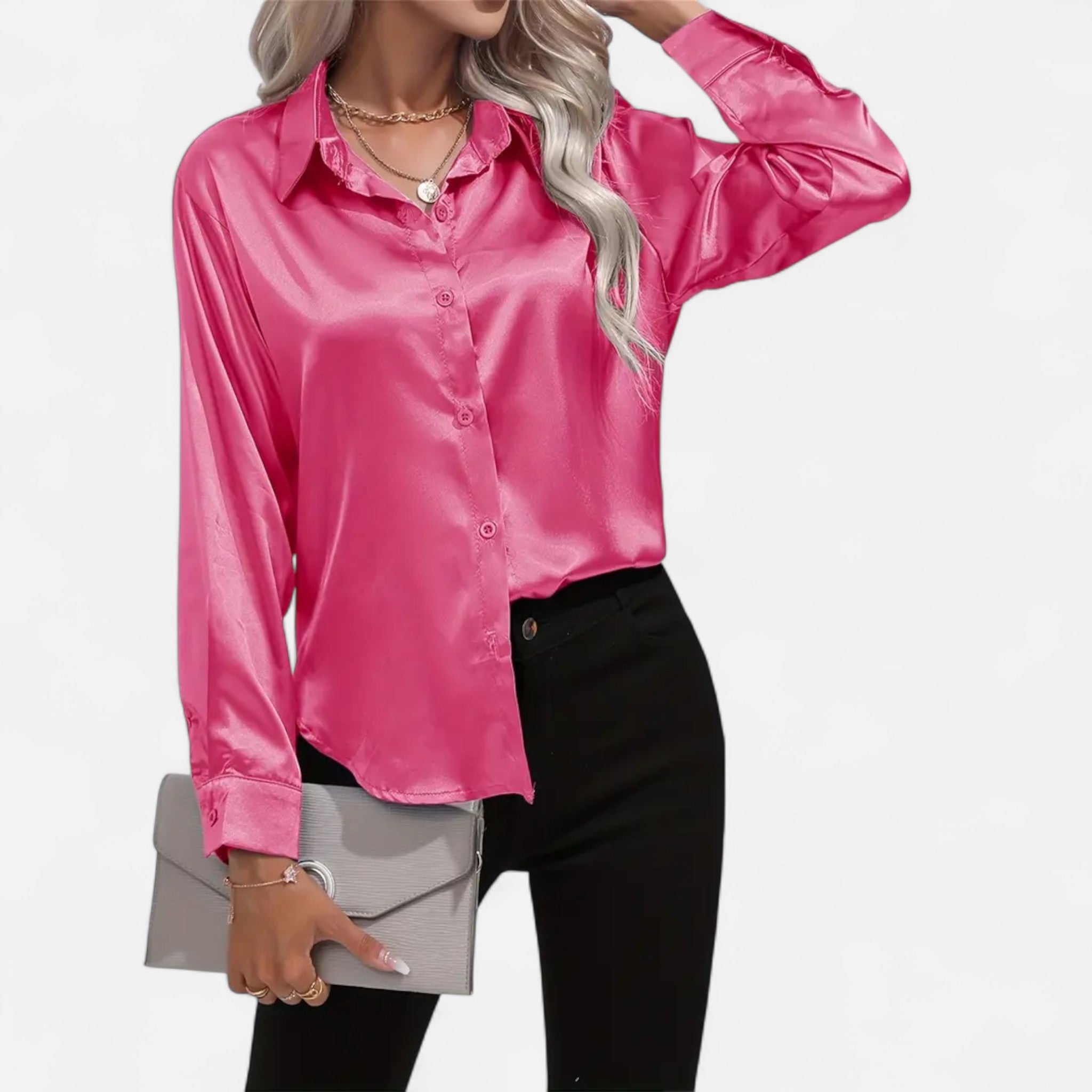Savora Mode | Women’s Long Sleeve Satin Shirt