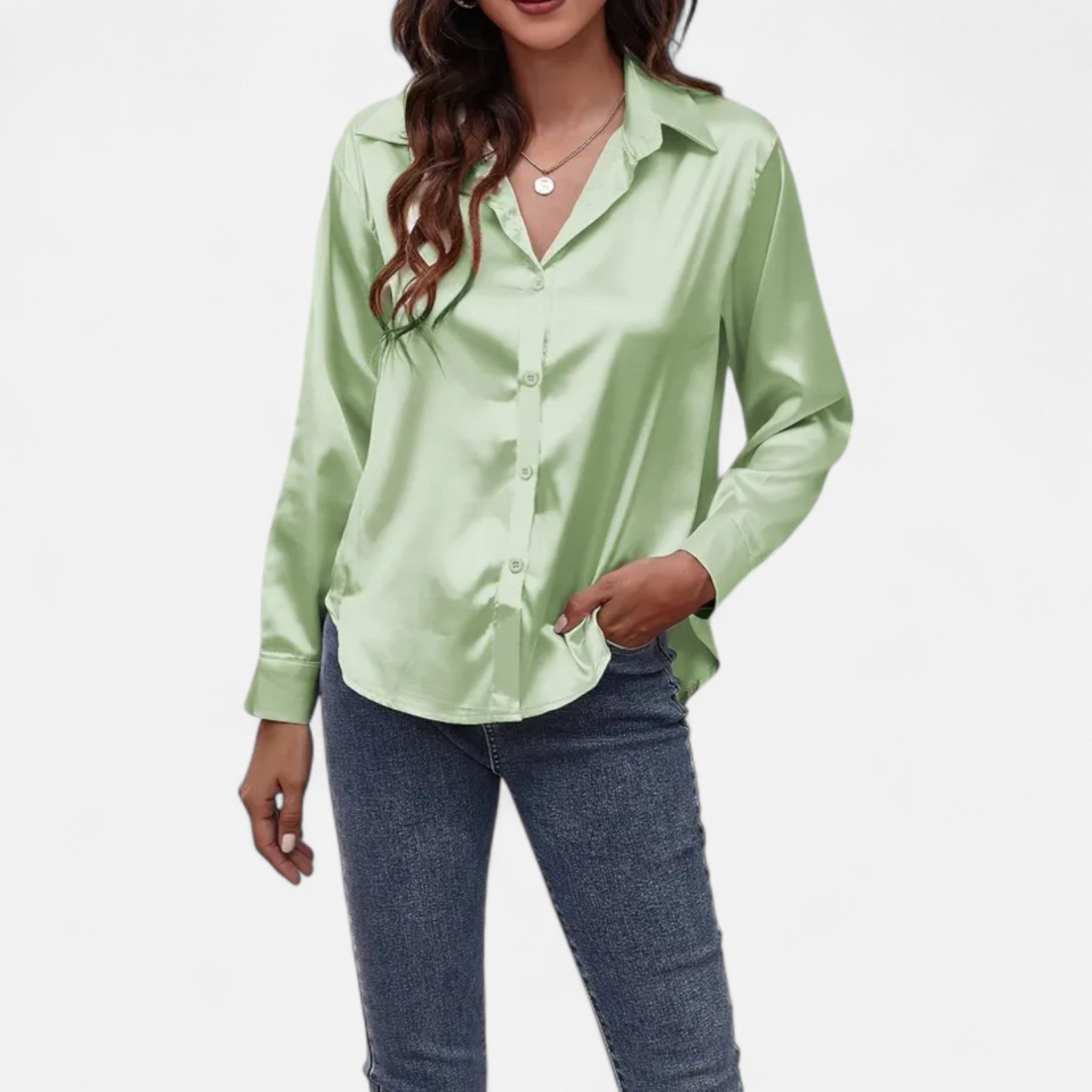 Savora Mode | Women’s Satin Long Sleeve Shirt