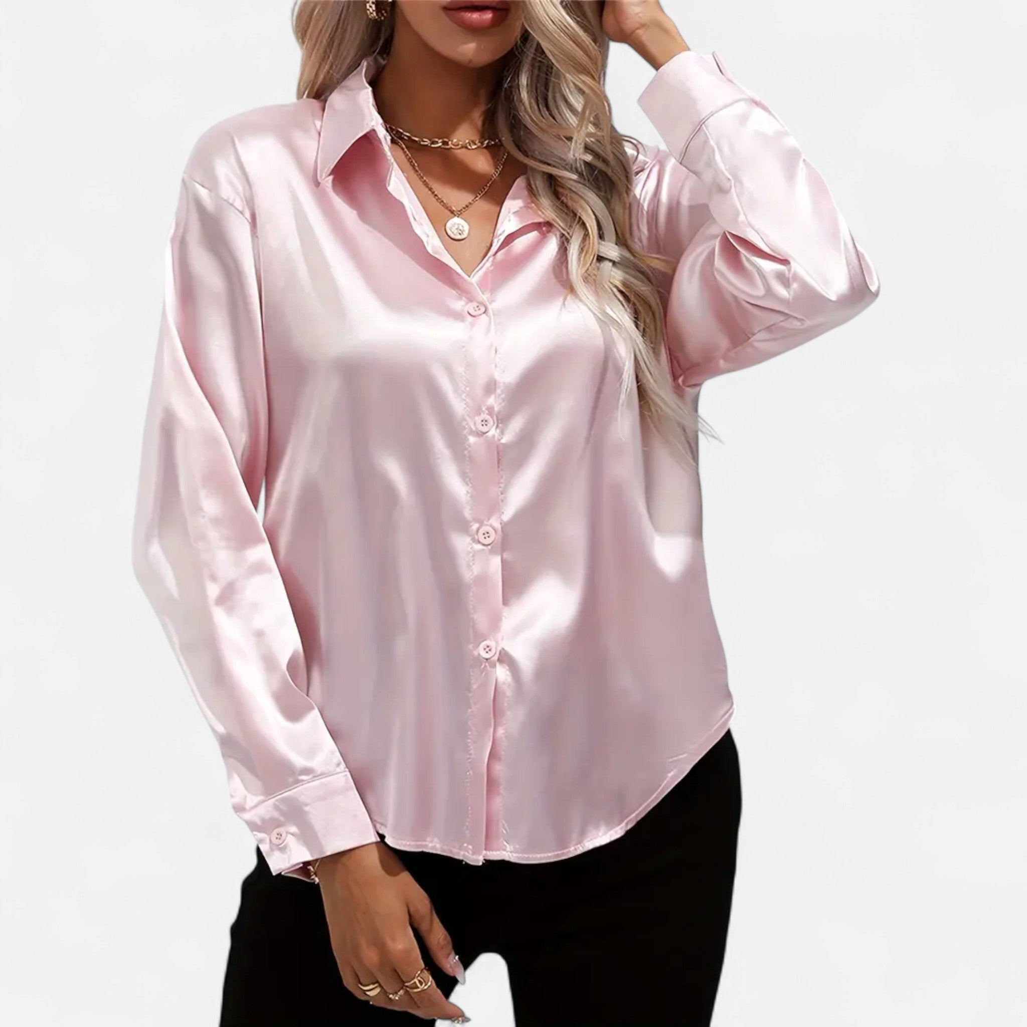 Savora Mode | Women’s Long Sleeve Satin Shirt
