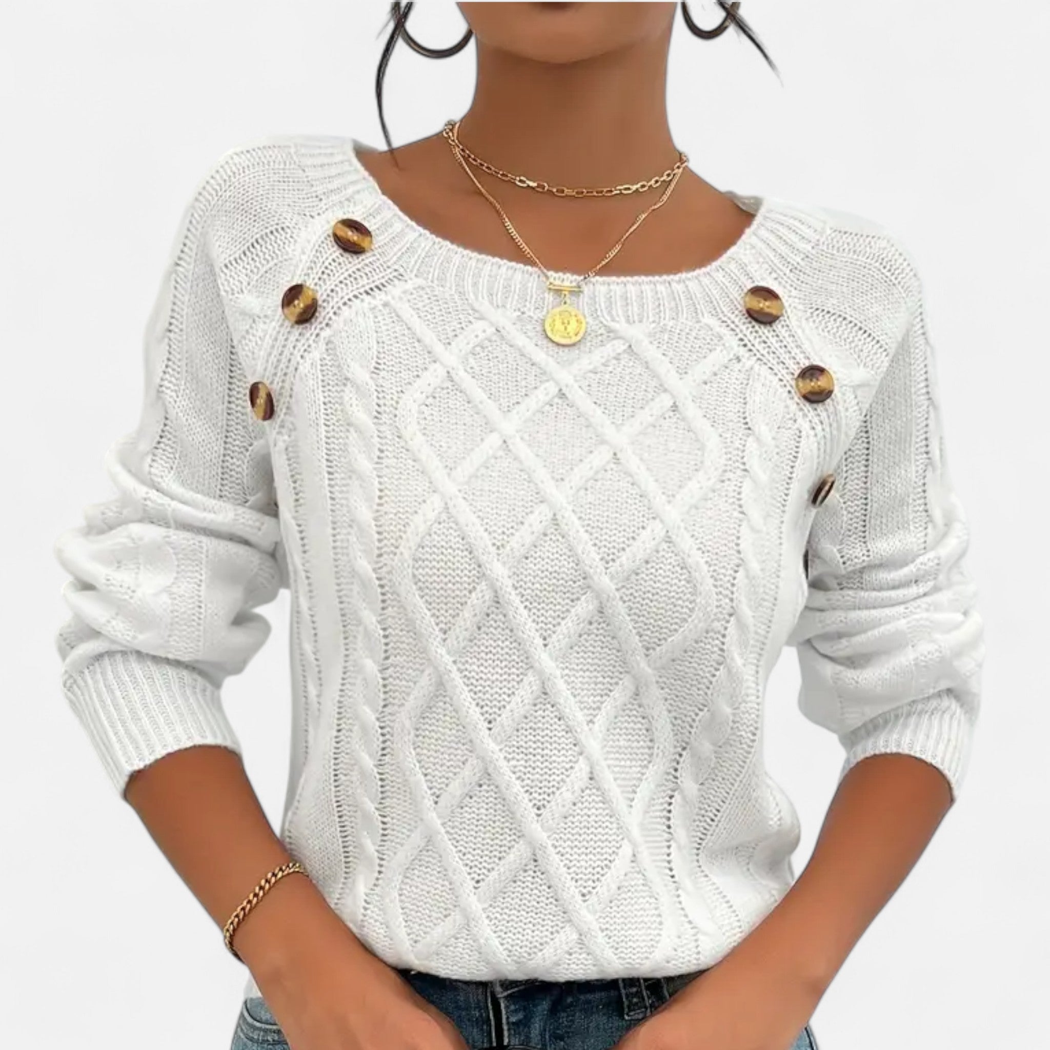 Savora Mode | Women’s Square Neck Cable Knit Sweater