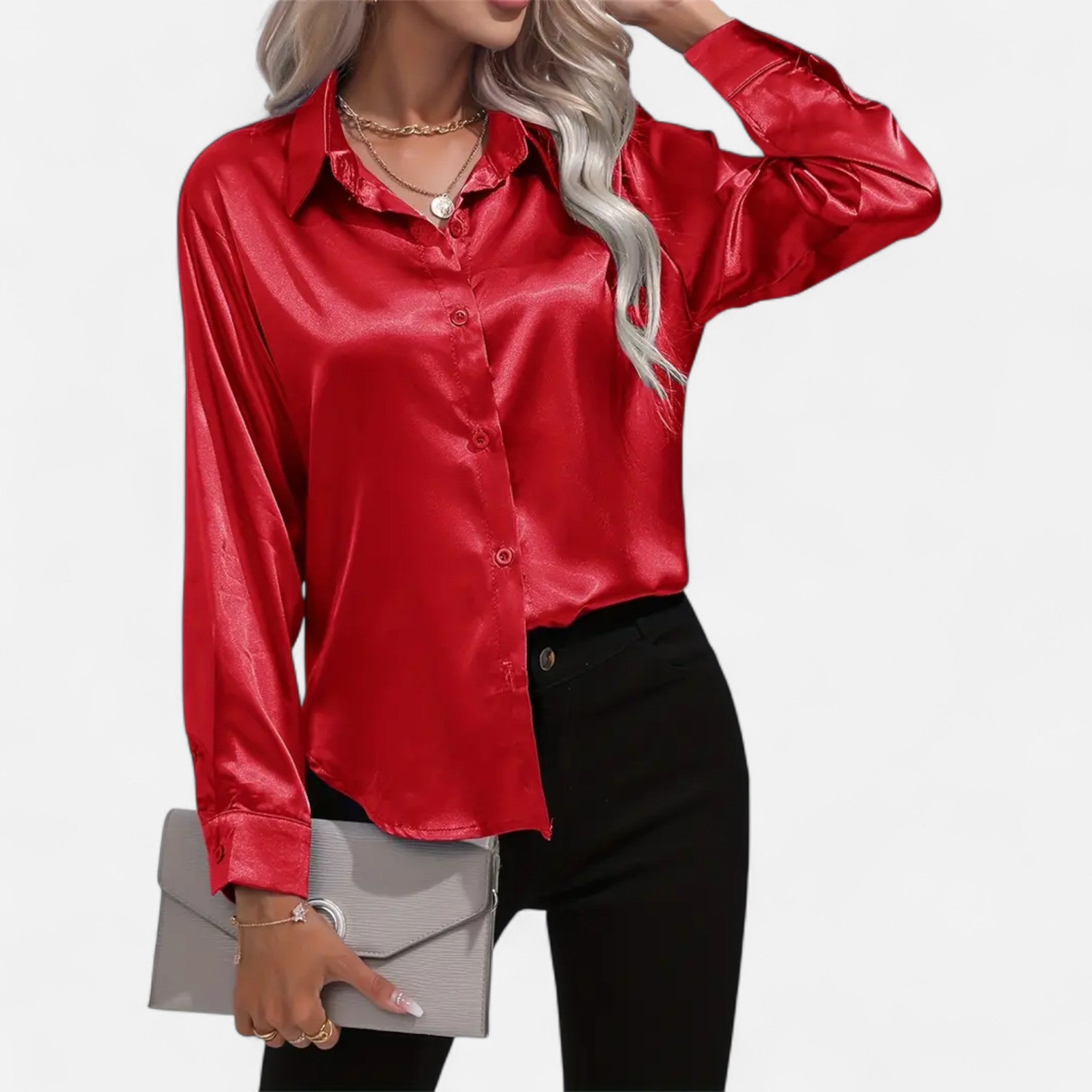 Savora Mode | Women’s Long Sleeve Satin Shirt