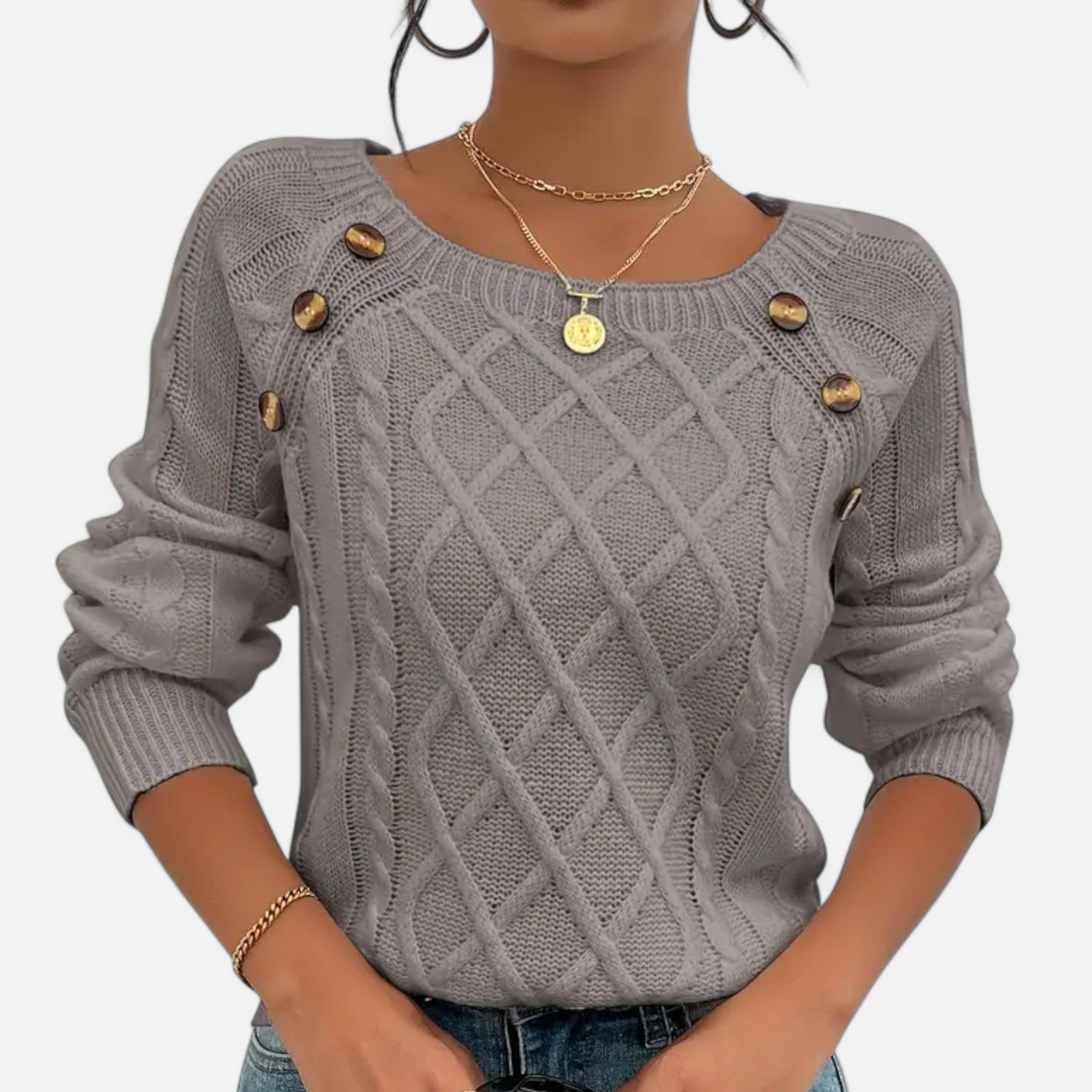 Savora Mode | Women’s Square Neck Cable Knit Sweater