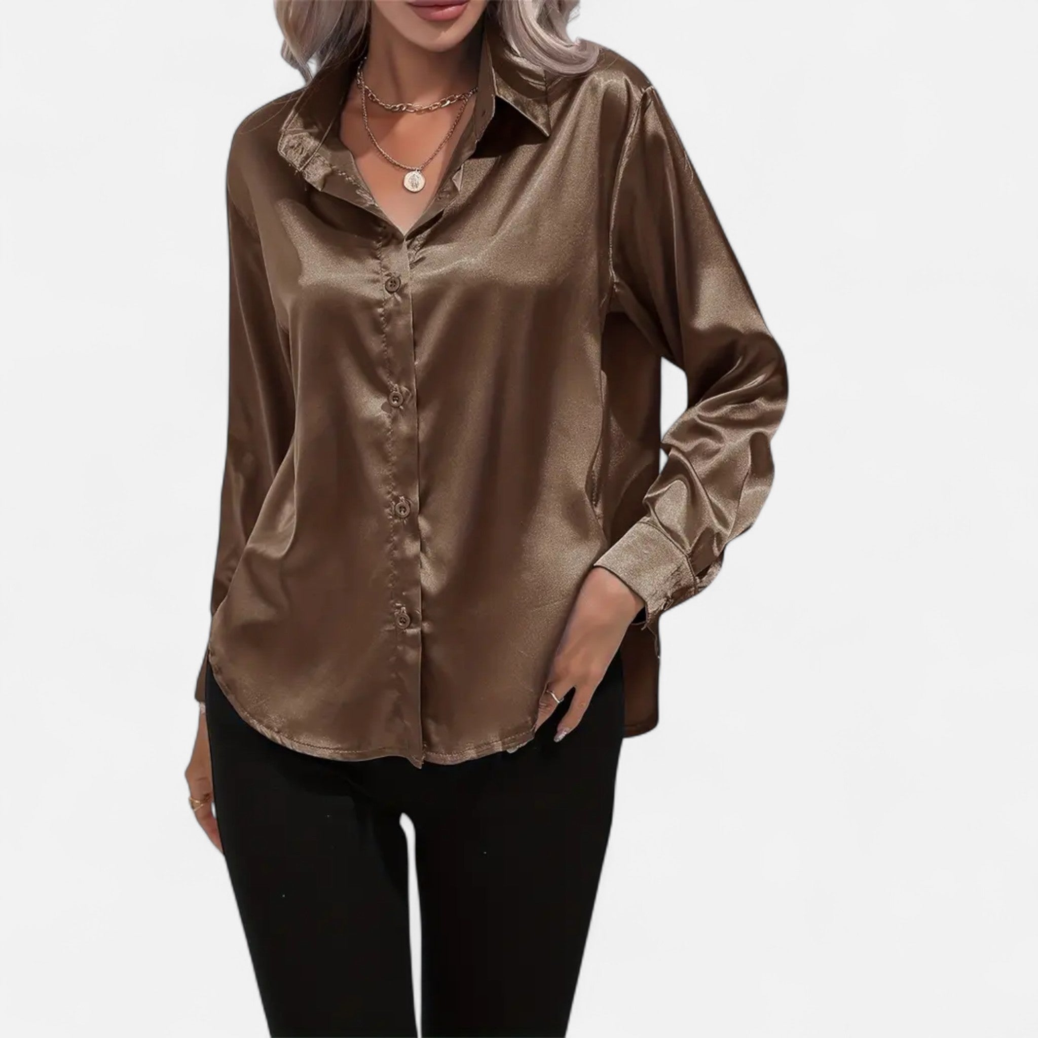 Savora Mode | Women’s Long Sleeve Satin Shirt