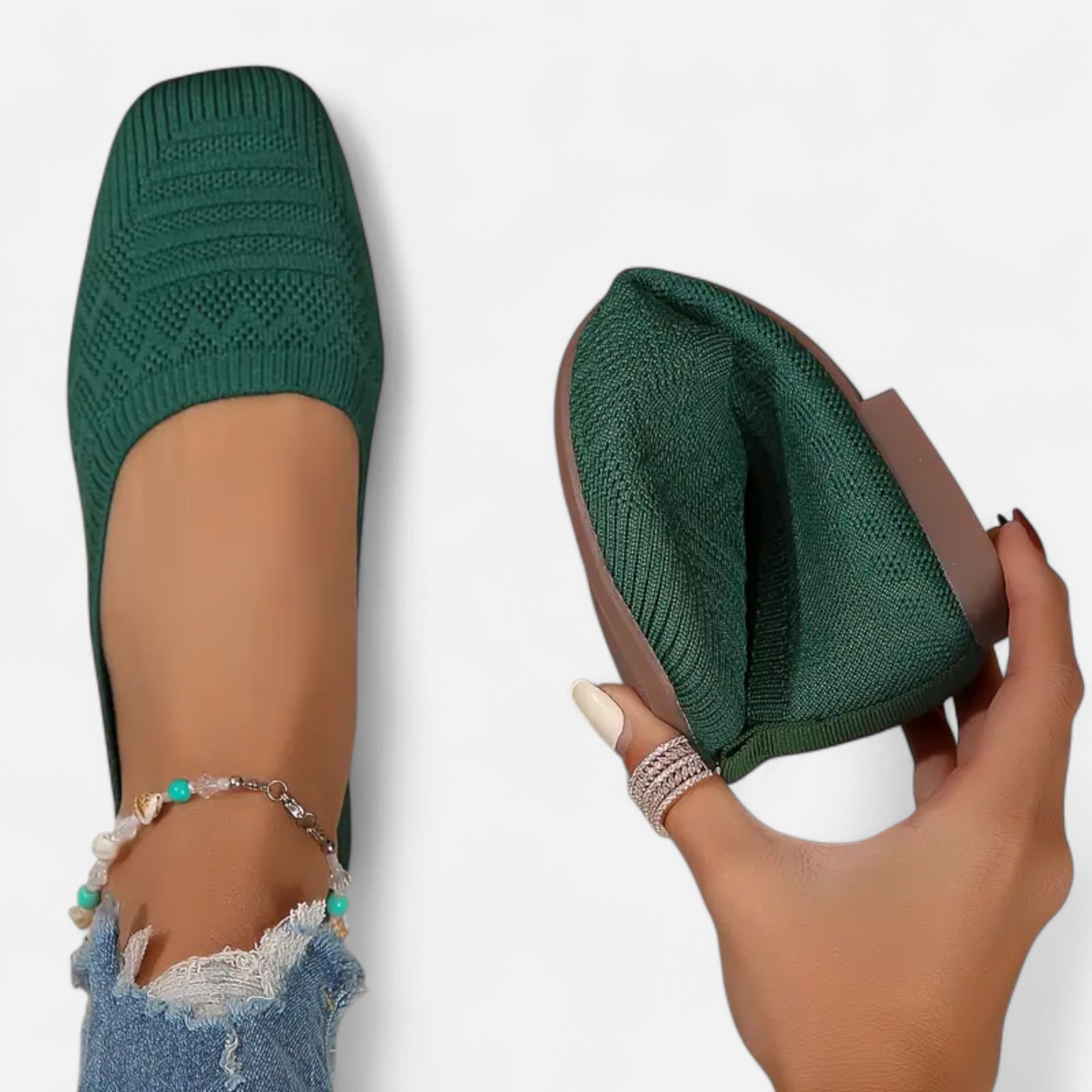 Savora Mode | Women’s Black Woven Heritage Flats