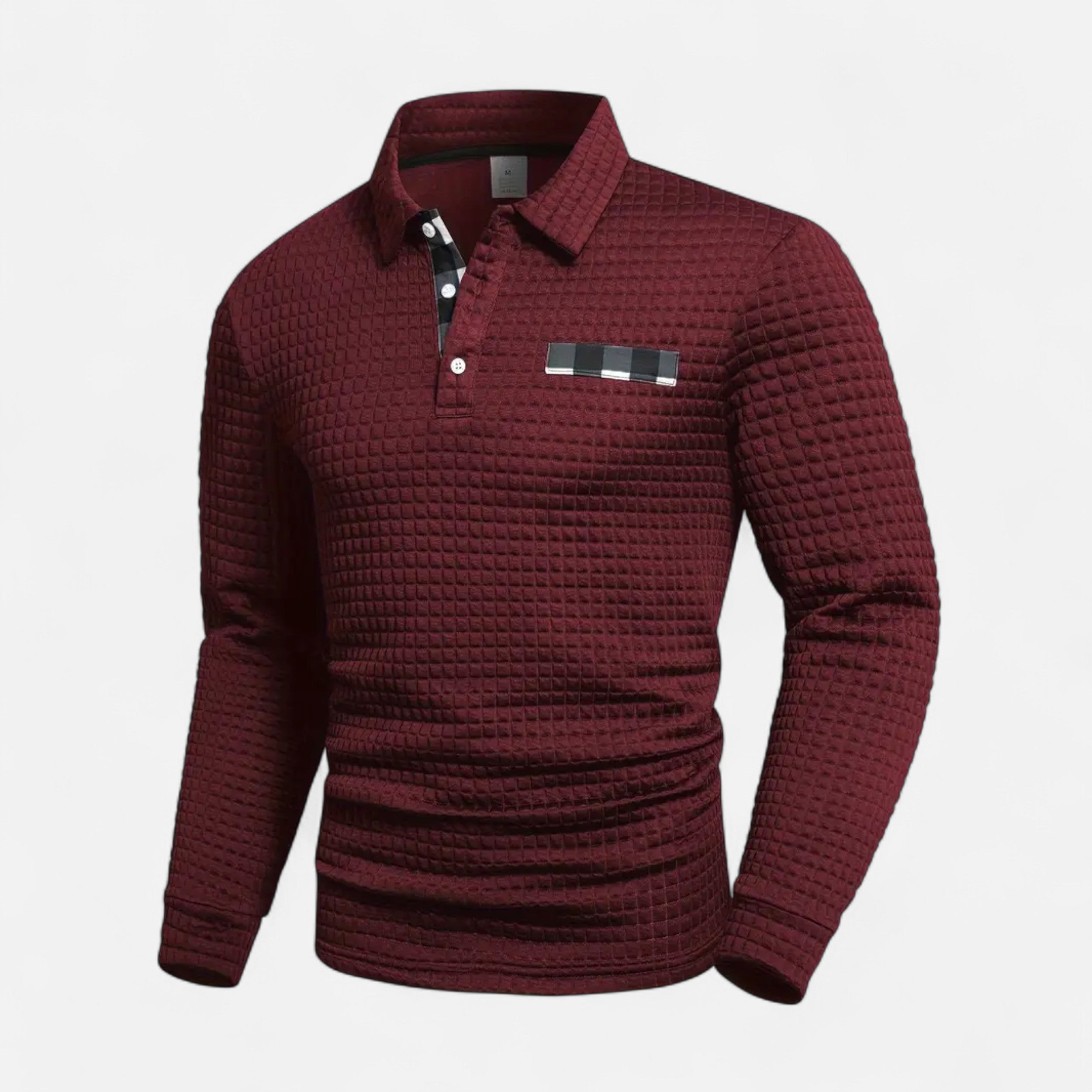 Savora Mode | Men's Casual Thick Knit Button-Up Shirt - Digital Print Grid