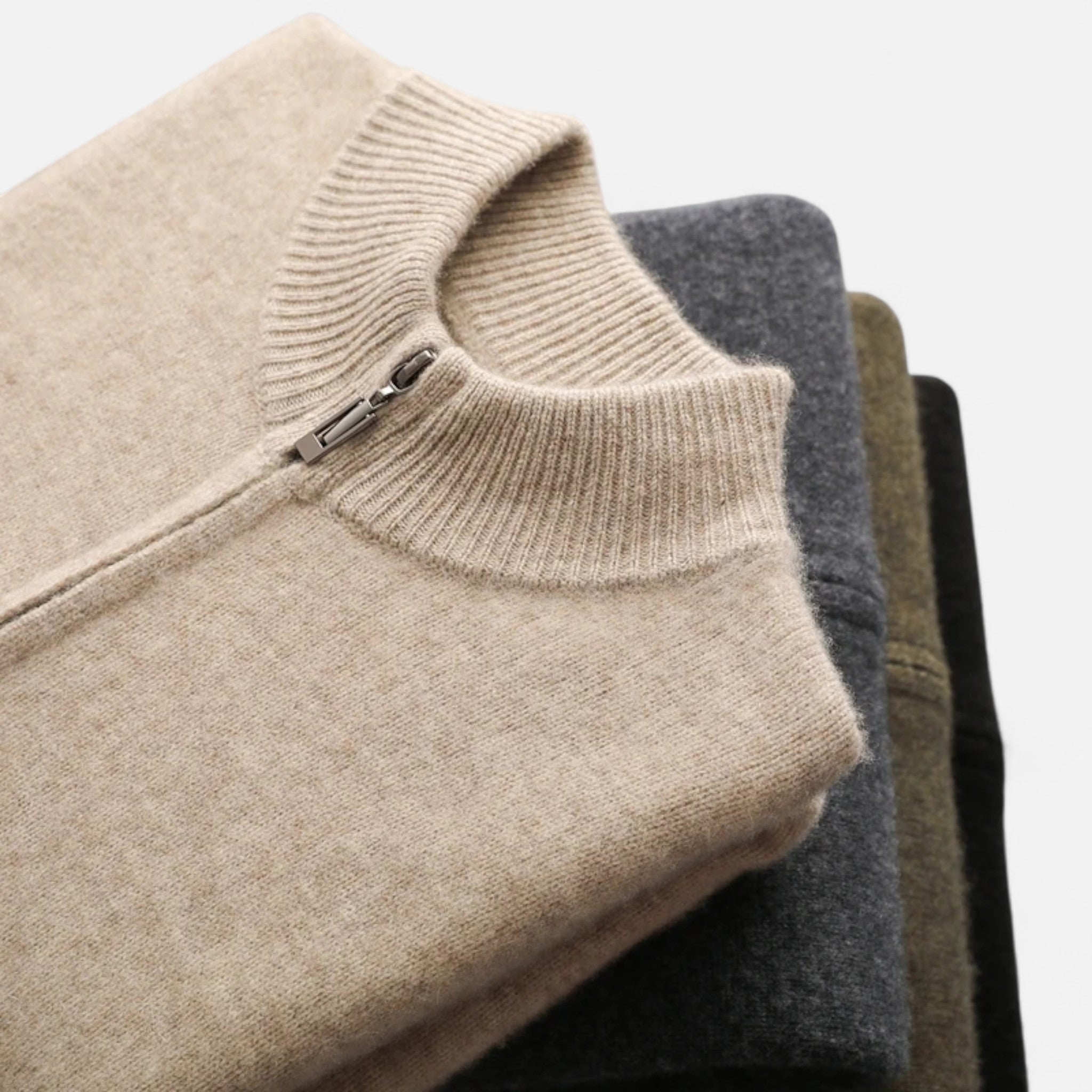 Savora Mode | Men’s Merino Wool Cardigan – Mock Collar