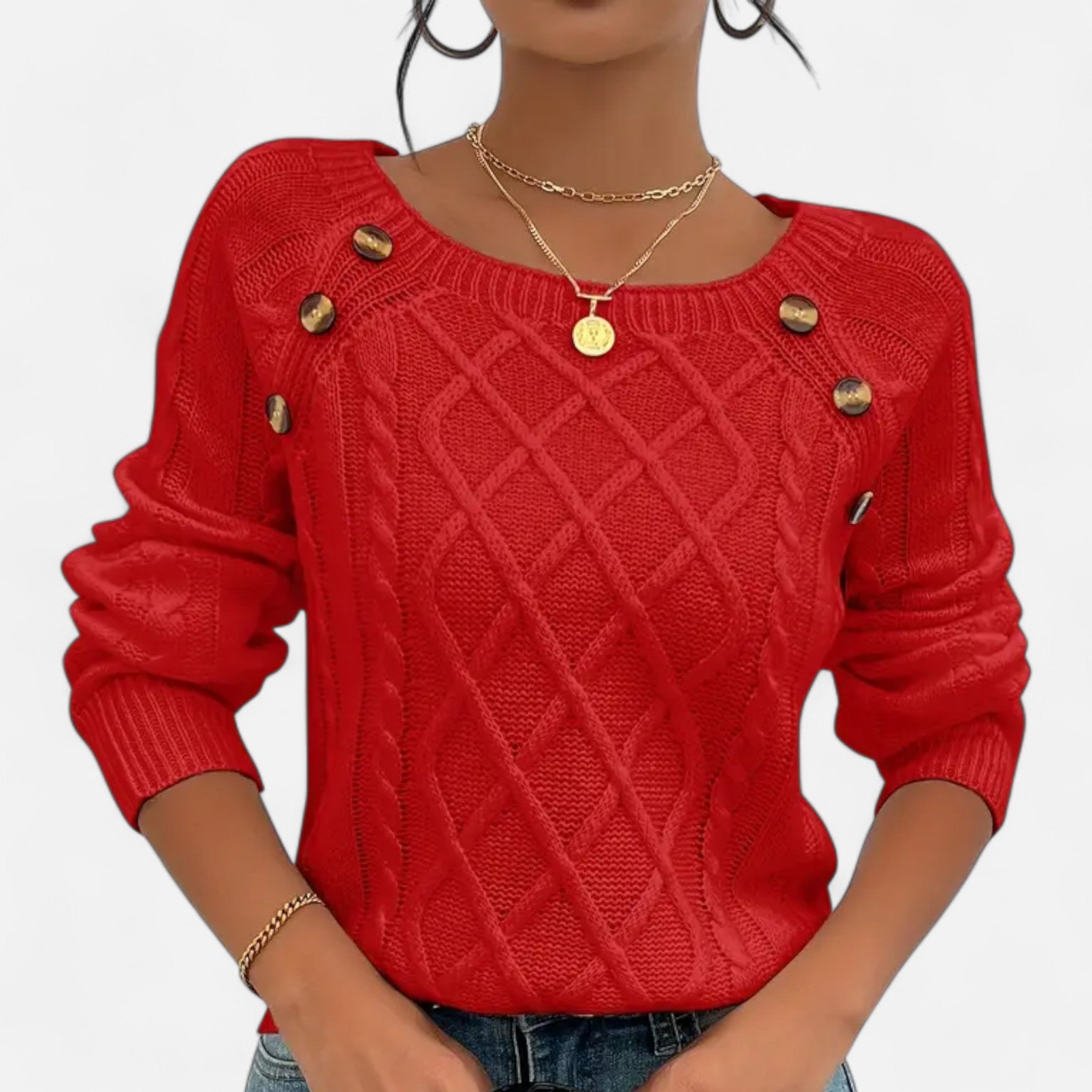 Savora Mode | Women’s Square Neck Cable Knit Sweater