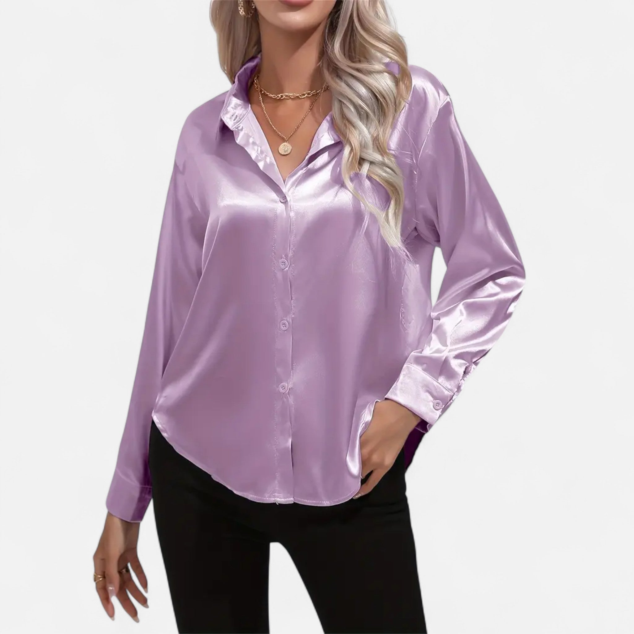 Savora Mode | Women’s Long Sleeve Satin Shirt