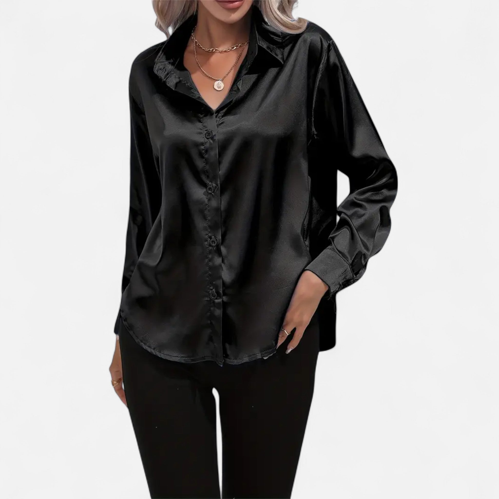 Savora Mode | Women’s Long Sleeve Satin Shirt