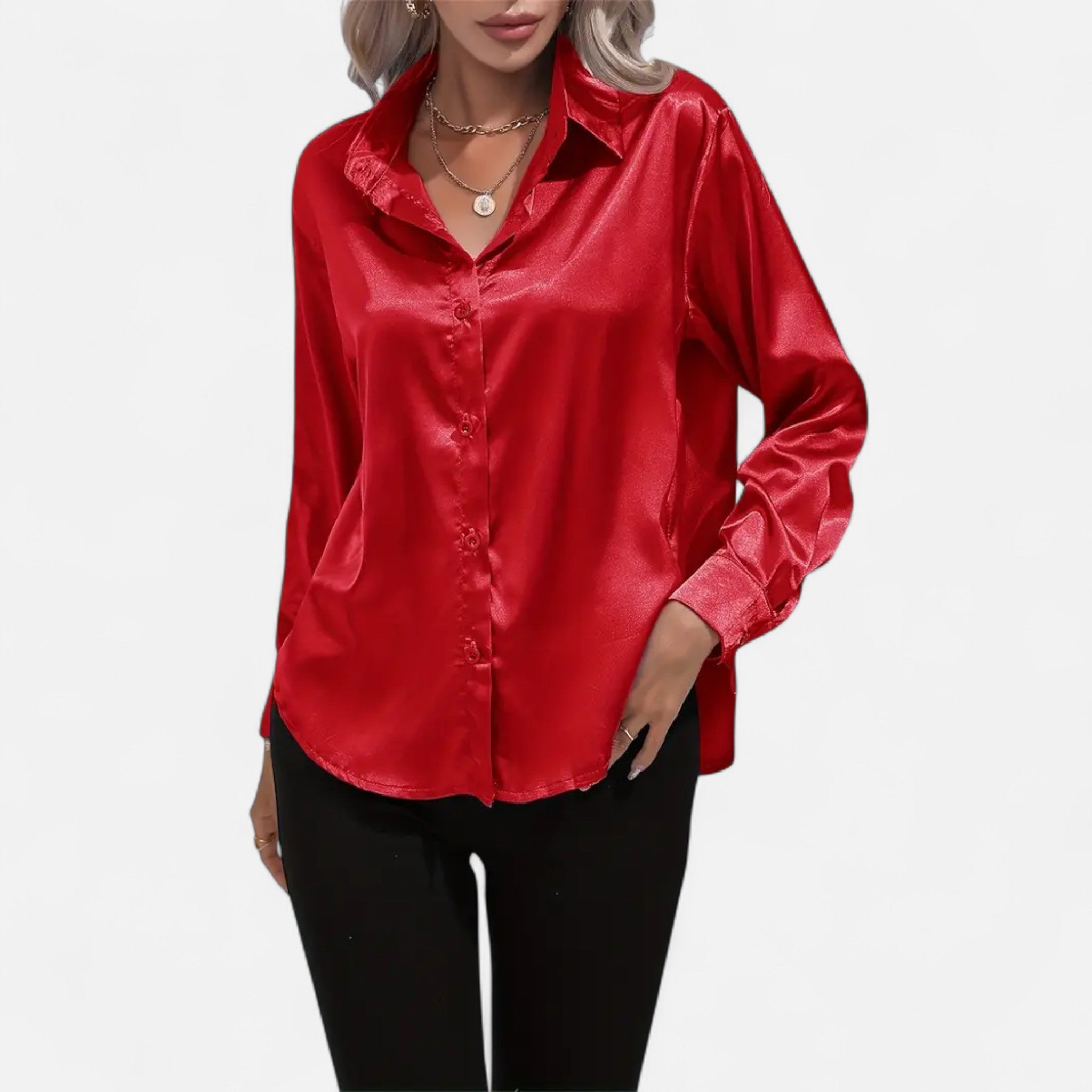 Savora Mode | Women’s Long Sleeve Satin Shirt