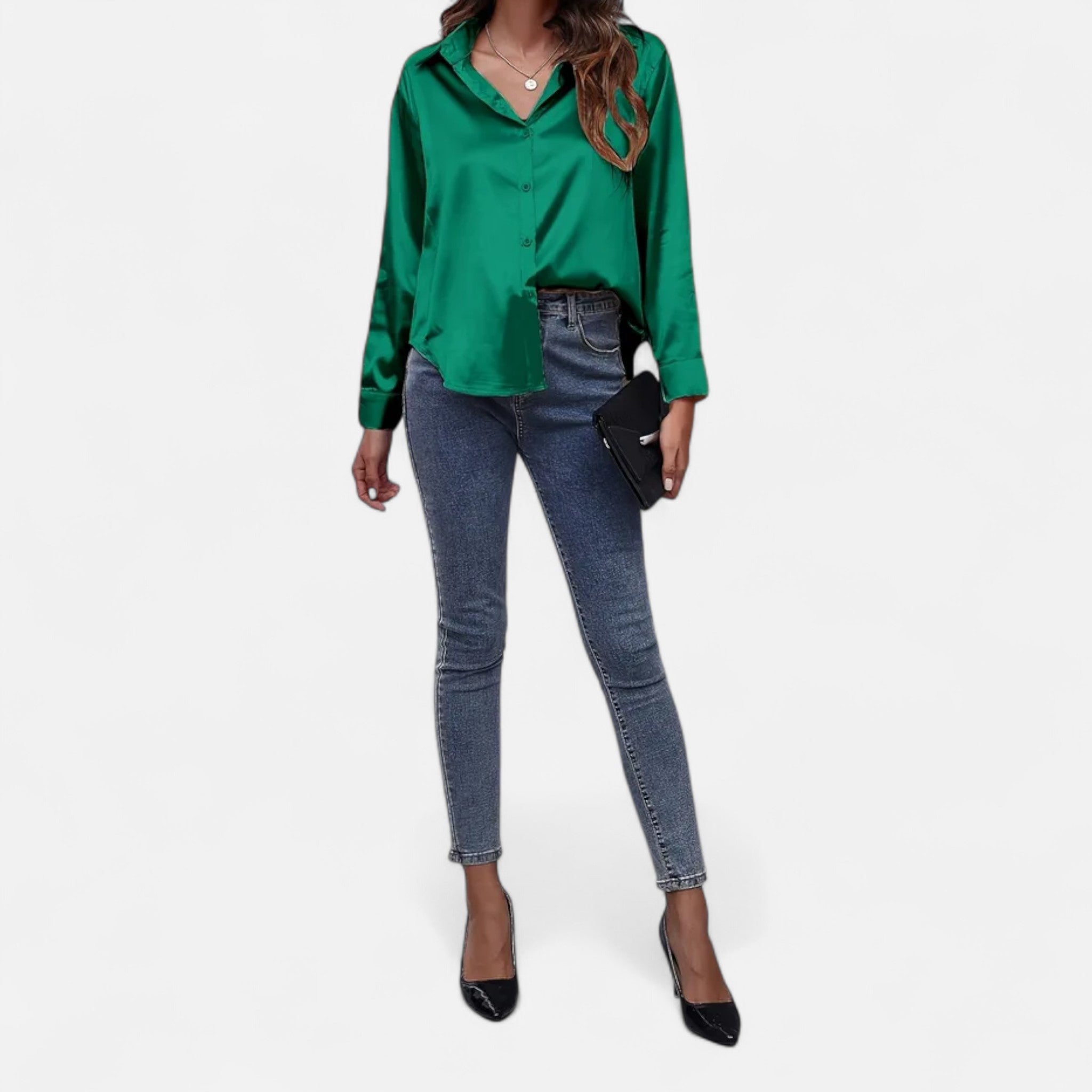 Savora Mode | Women’s Satin Long Sleeve Shirt