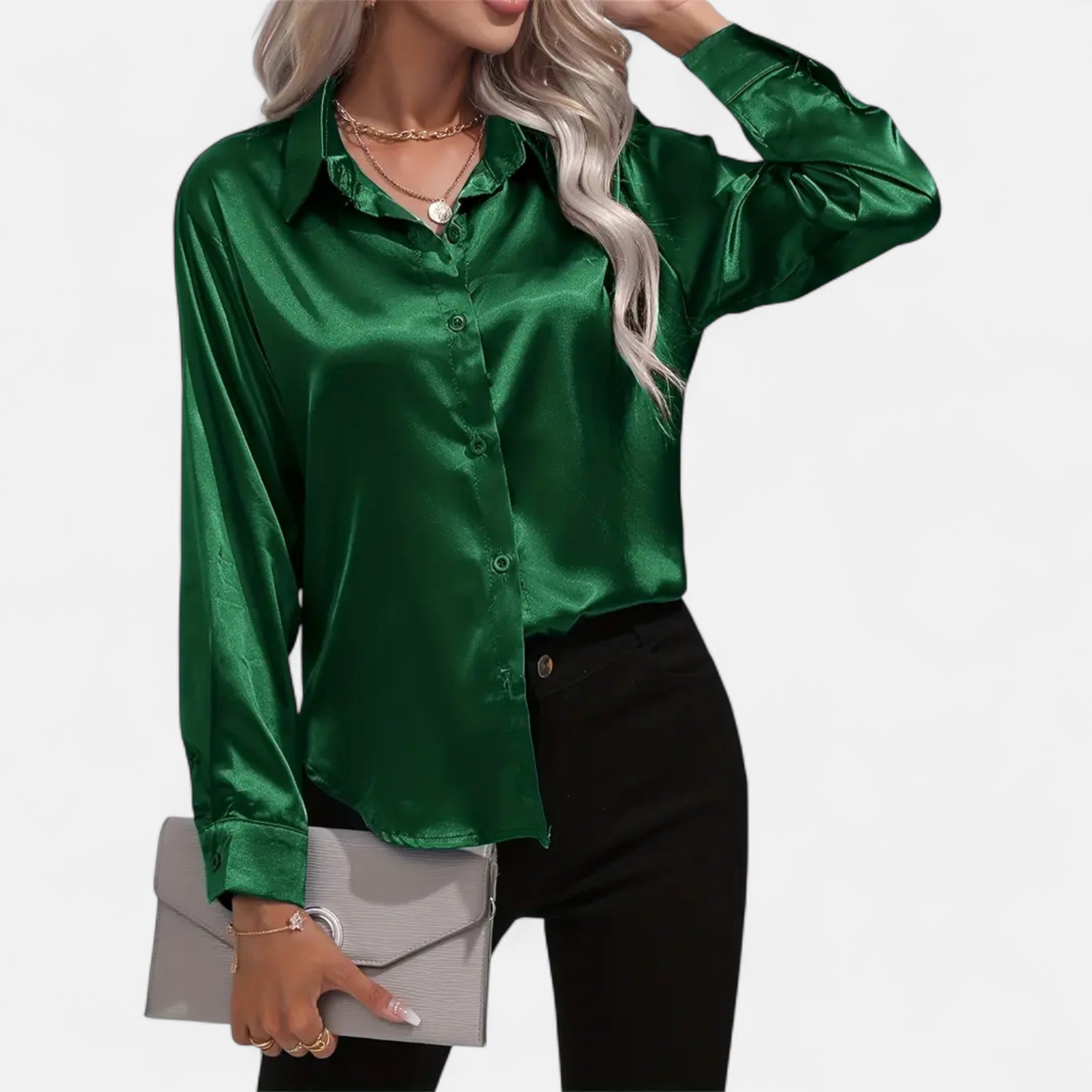 Savora Mode | Women’s Long Sleeve Satin Shirt