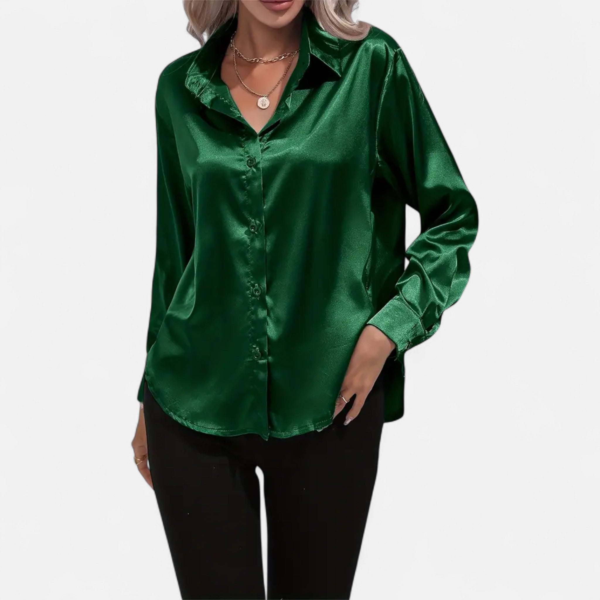 Savora Mode | Women’s Long Sleeve Satin Shirt