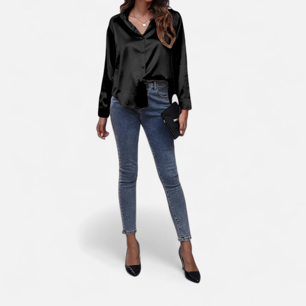 Savora Mode | Women’s Satin Long Sleeve Shirt