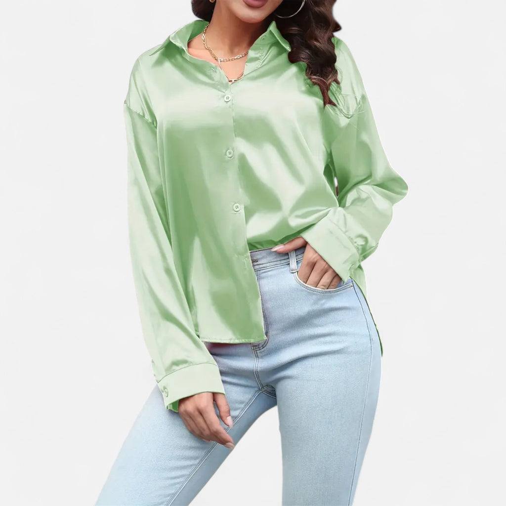 Savora Mode | Women’s Long Sleeve Satin Shirt