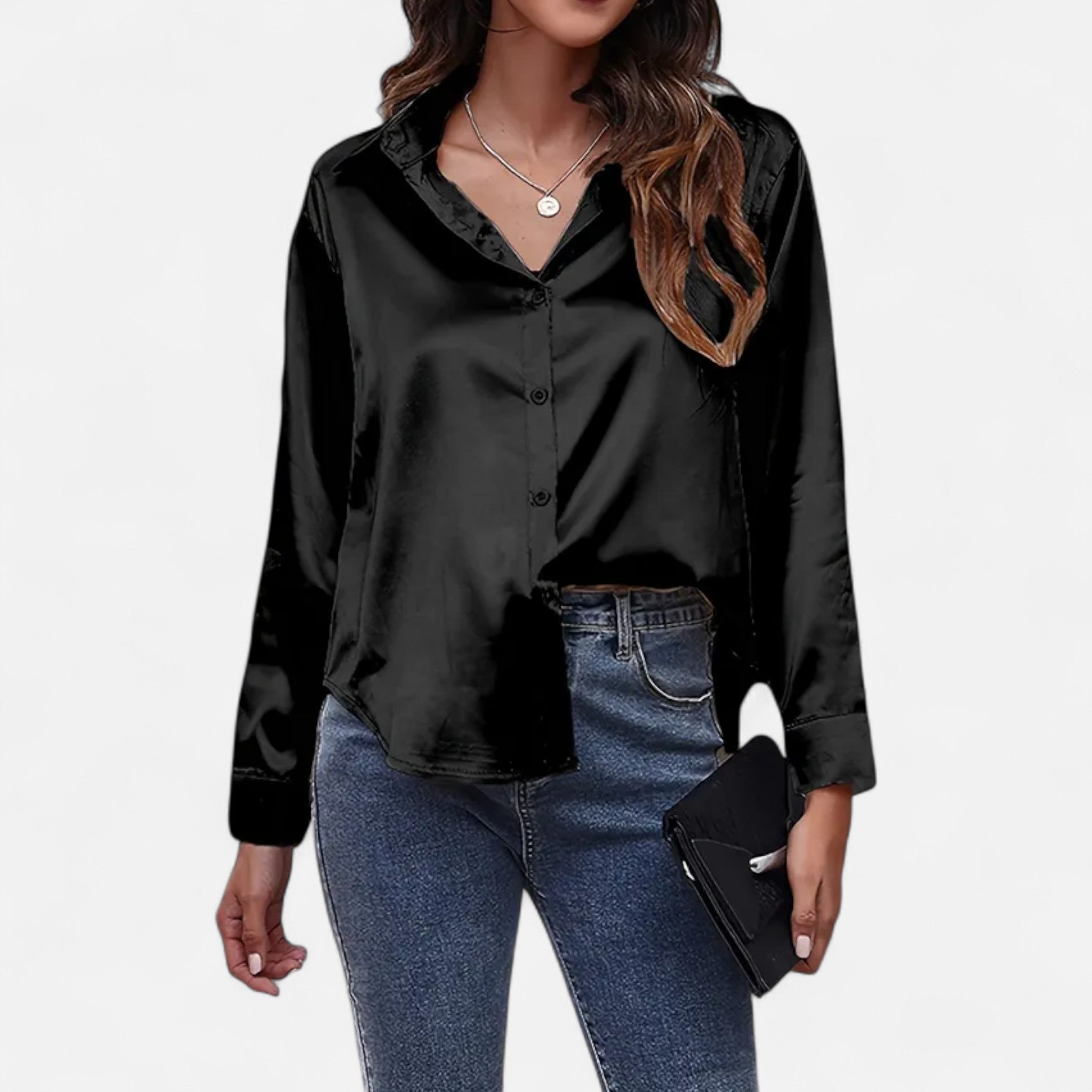 Savora Mode | Women’s Satin Long Sleeve Shirt