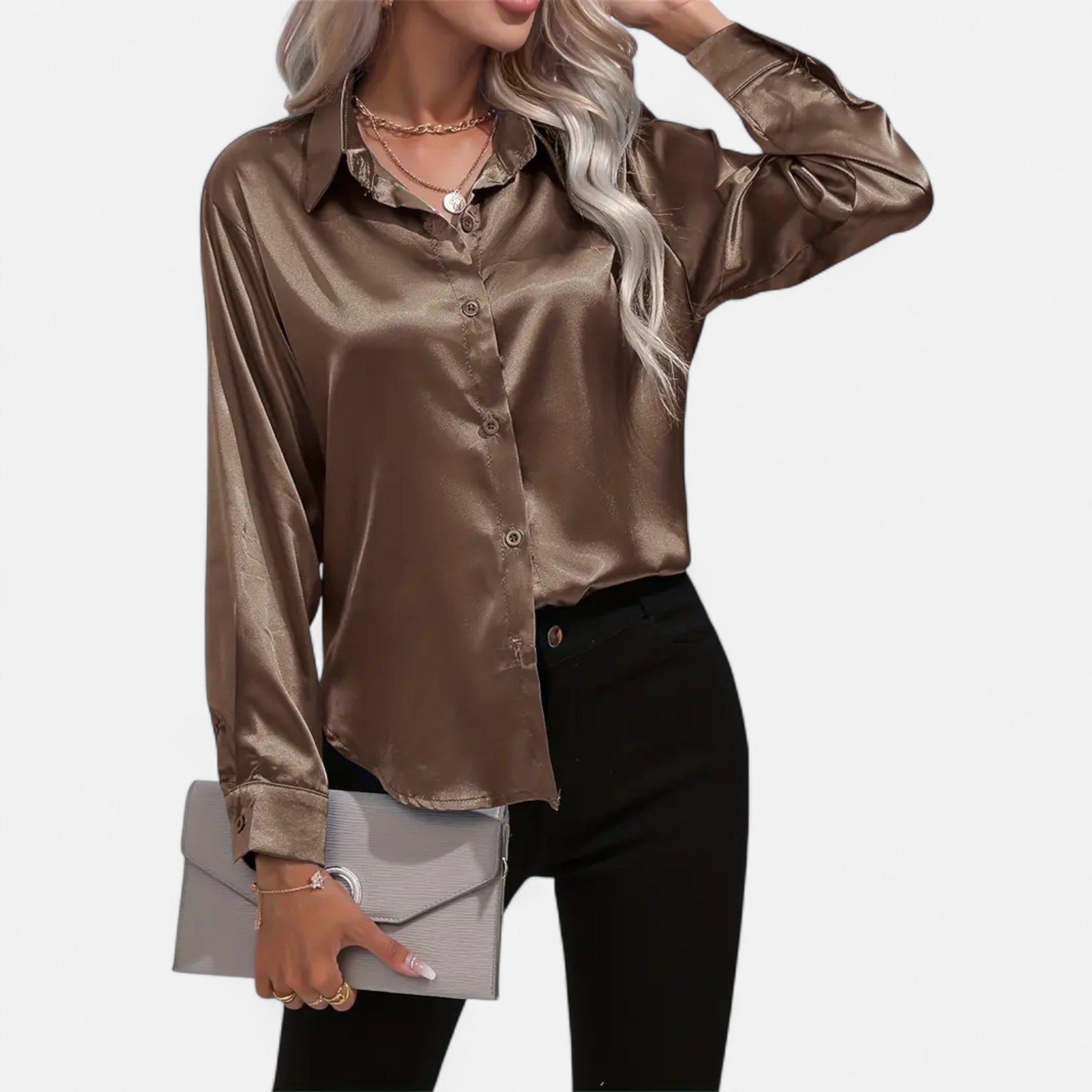 Savora Mode | Women’s Long Sleeve Satin Shirt