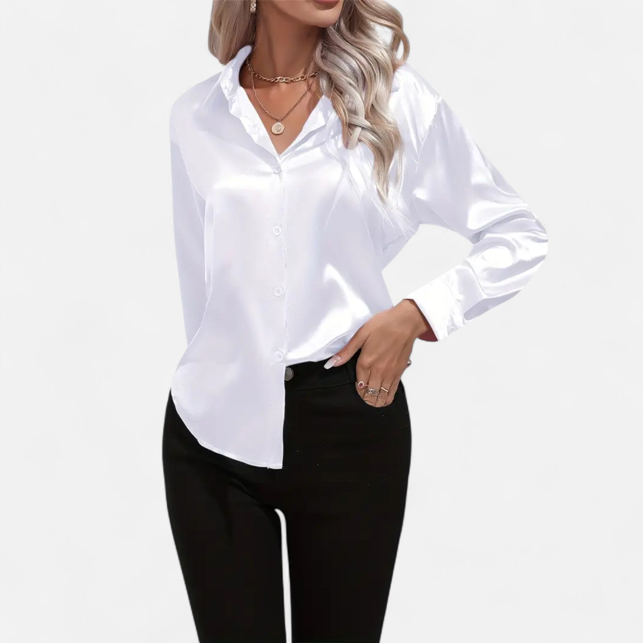 Savora Mode | Women’s Long Sleeve Satin Shirt