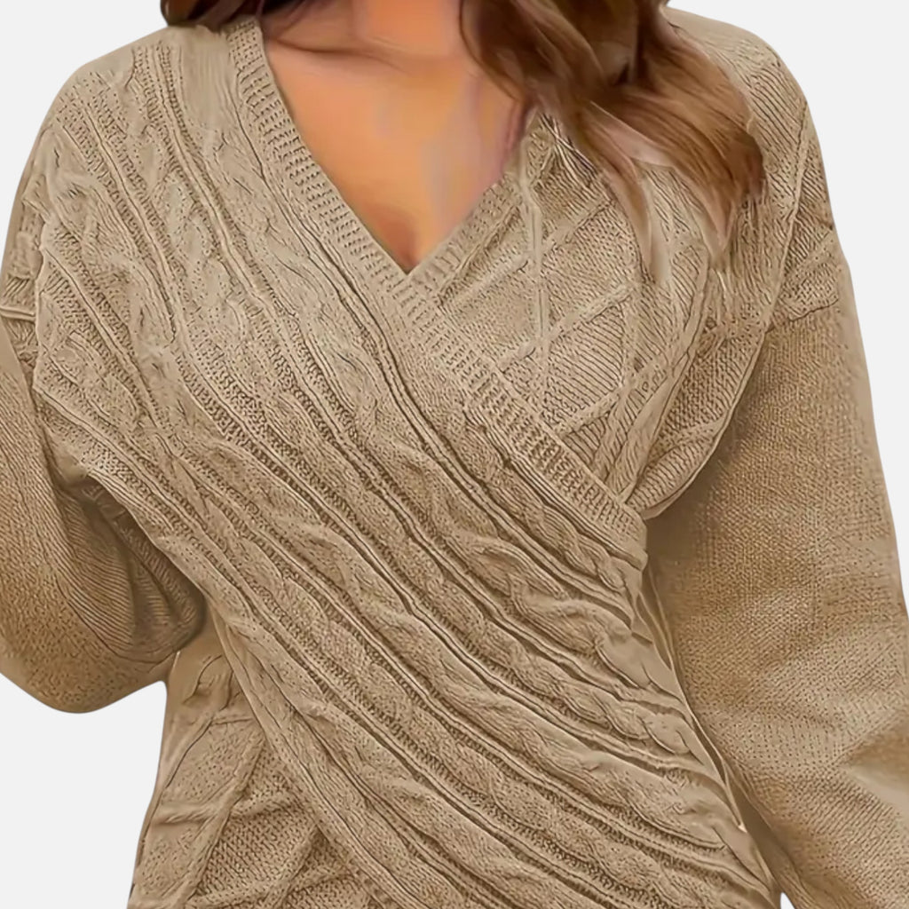 Savora Mode | Women’s Plus Size Cable Knit Wrap Sweater