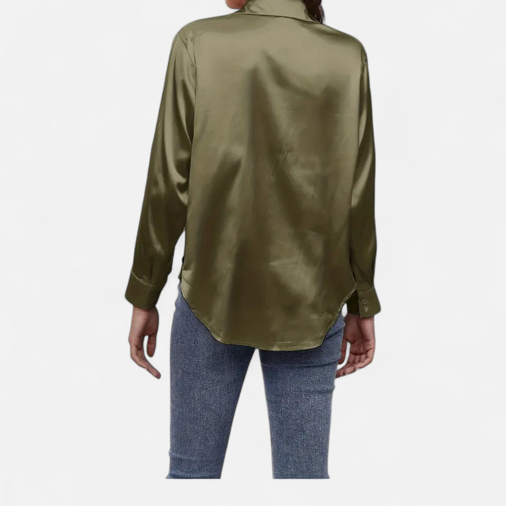 Savora Mode | Women’s Satin Long Sleeve Shirt