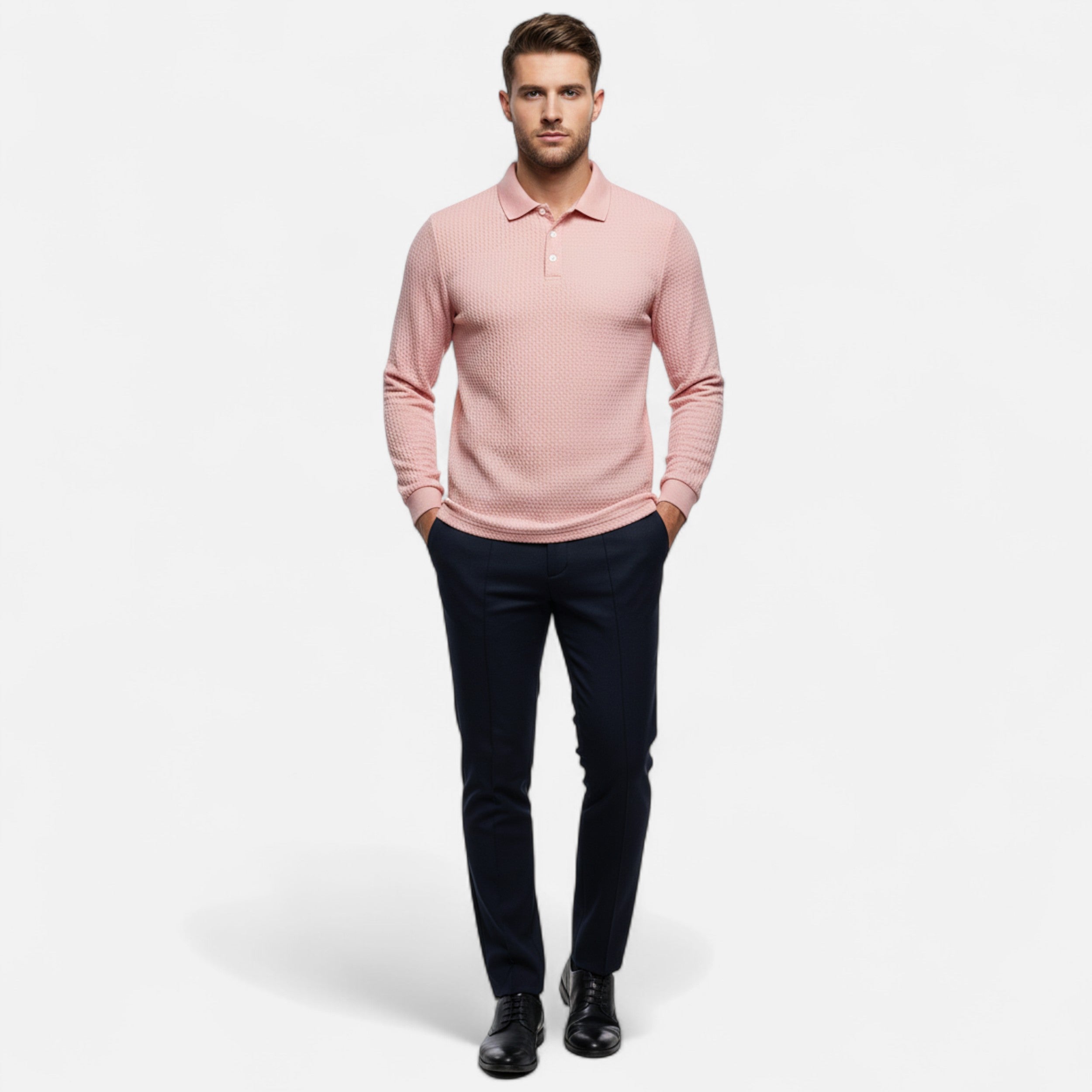 Savora Mode | Men's Solid Color Jacquard Short Sleeve Lapel