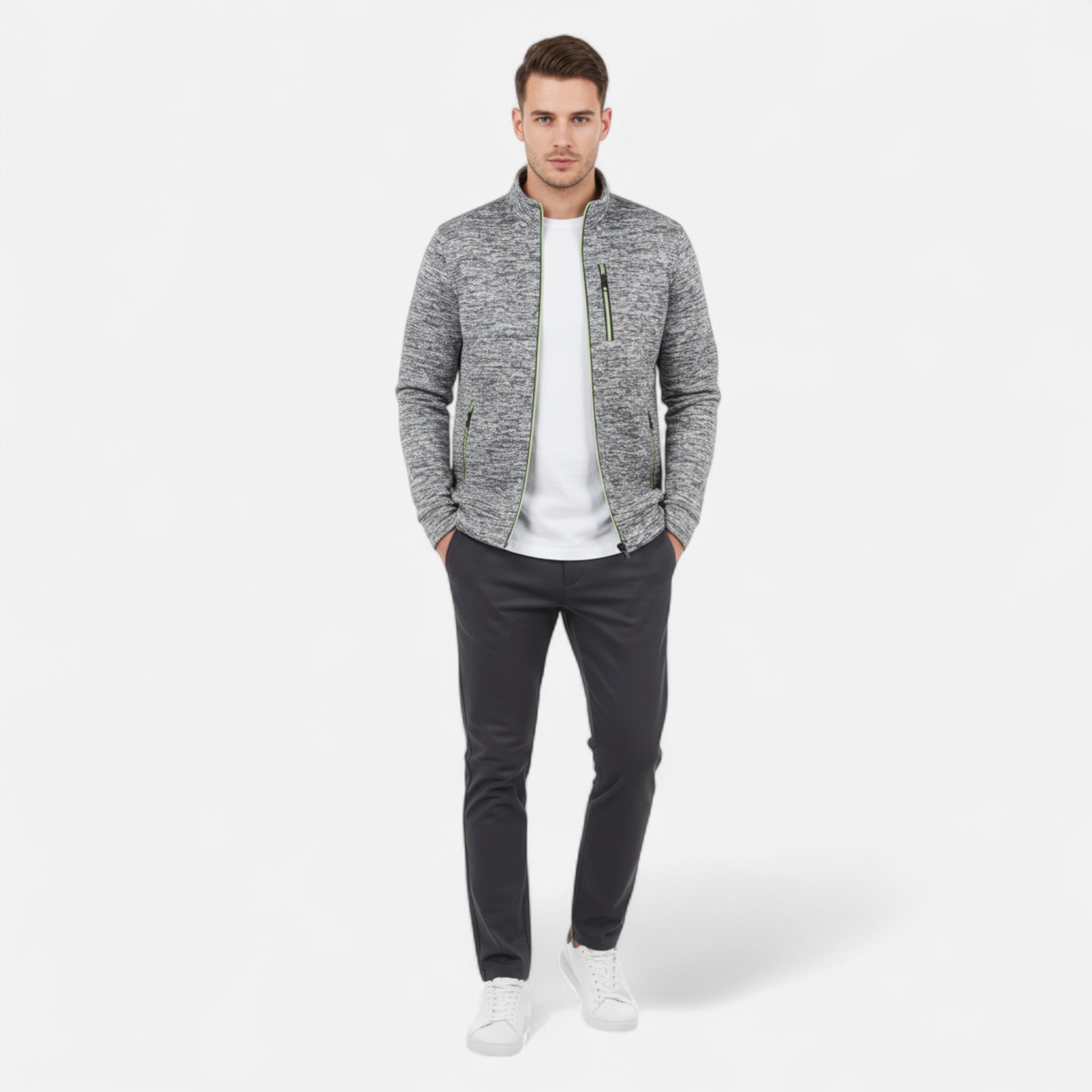Savora Mode | Men's Elegant Full Zip Up Cardigan