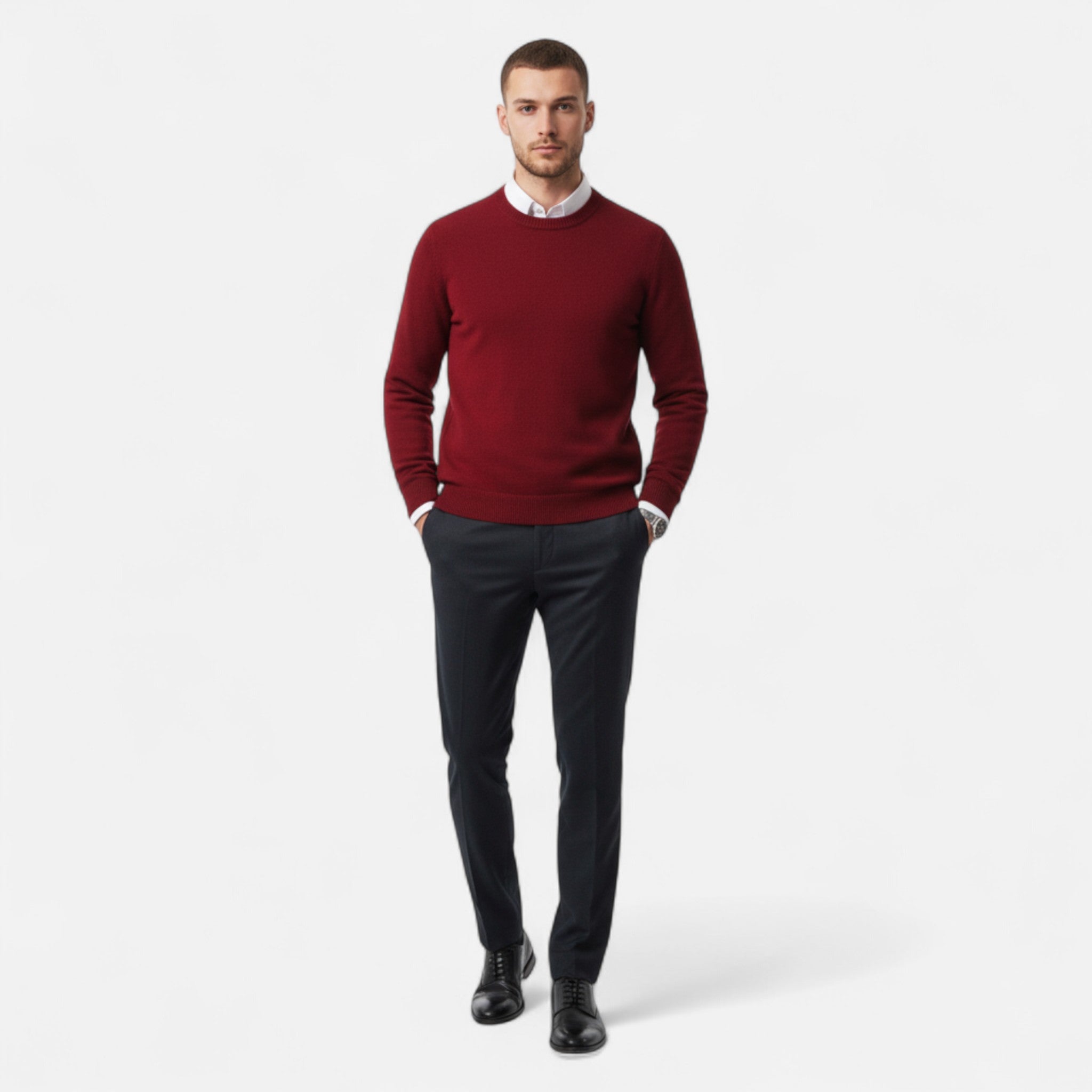 Savora Mode | Men’s Merino Wool Sweater – Half-High Collar