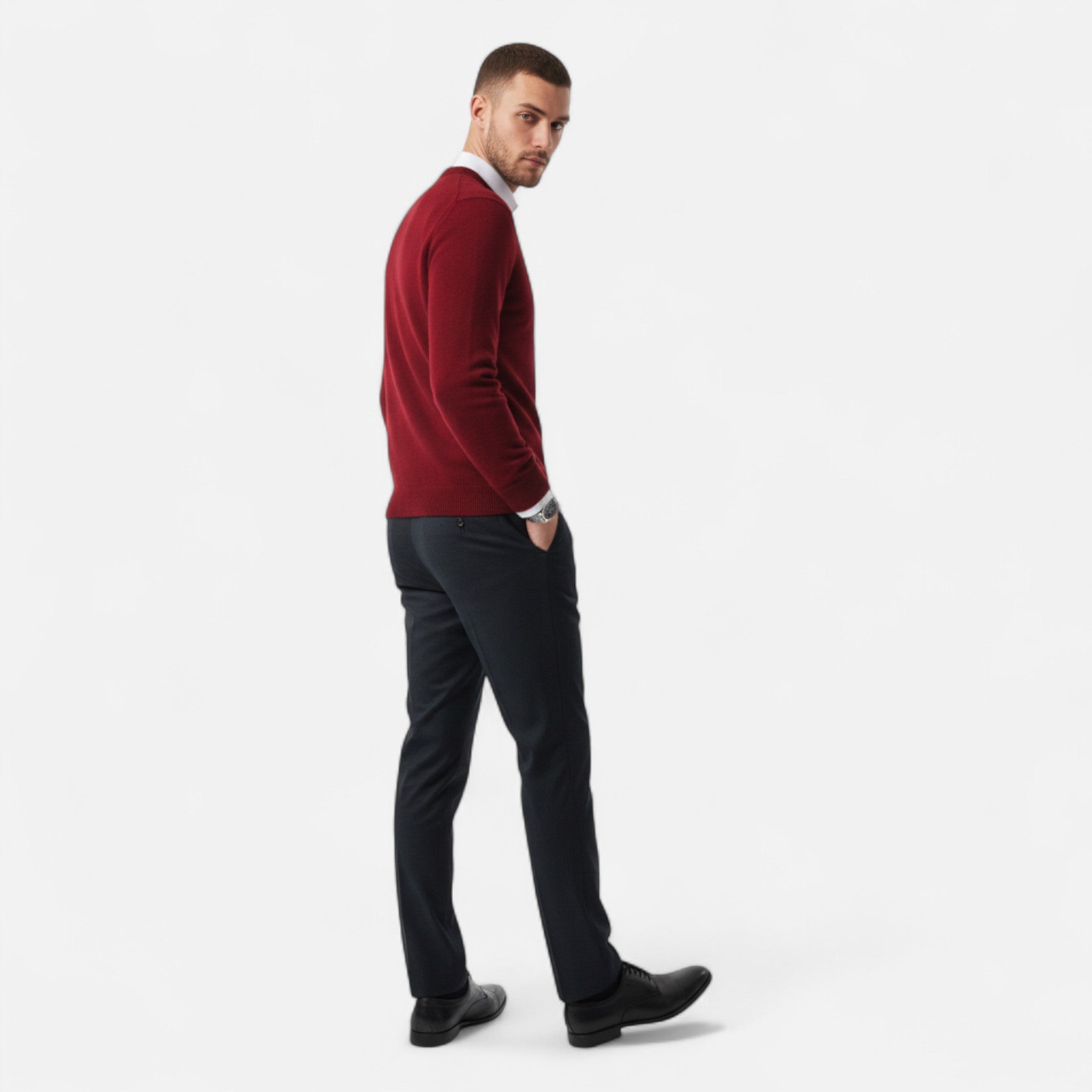 Savora Mode | Men’s Merino Wool Sweater – Half-High Collar
