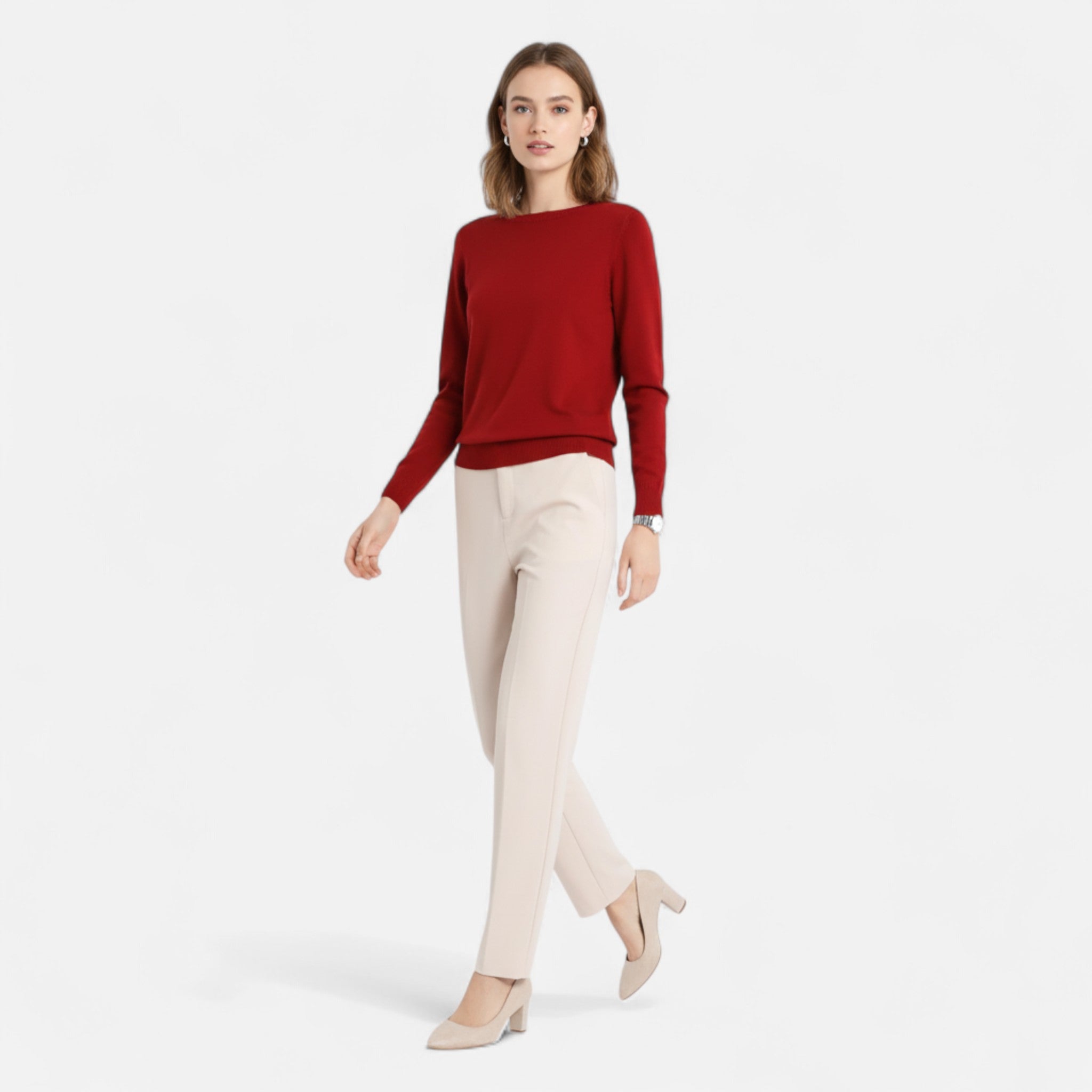 Savora Mode | Women’s Merino Wool Sweater – O-Neck Pullover