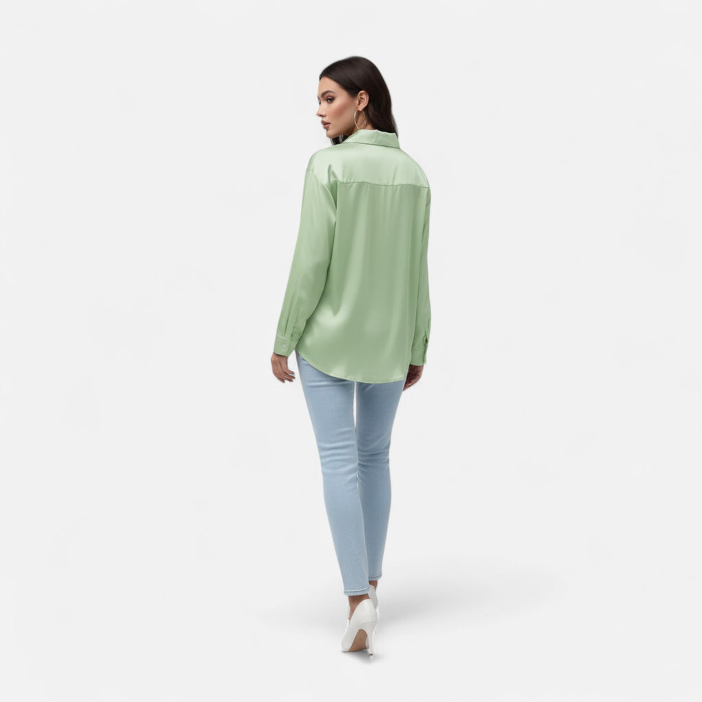 Savora Mode | Women’s Long Sleeve Satin Shirt