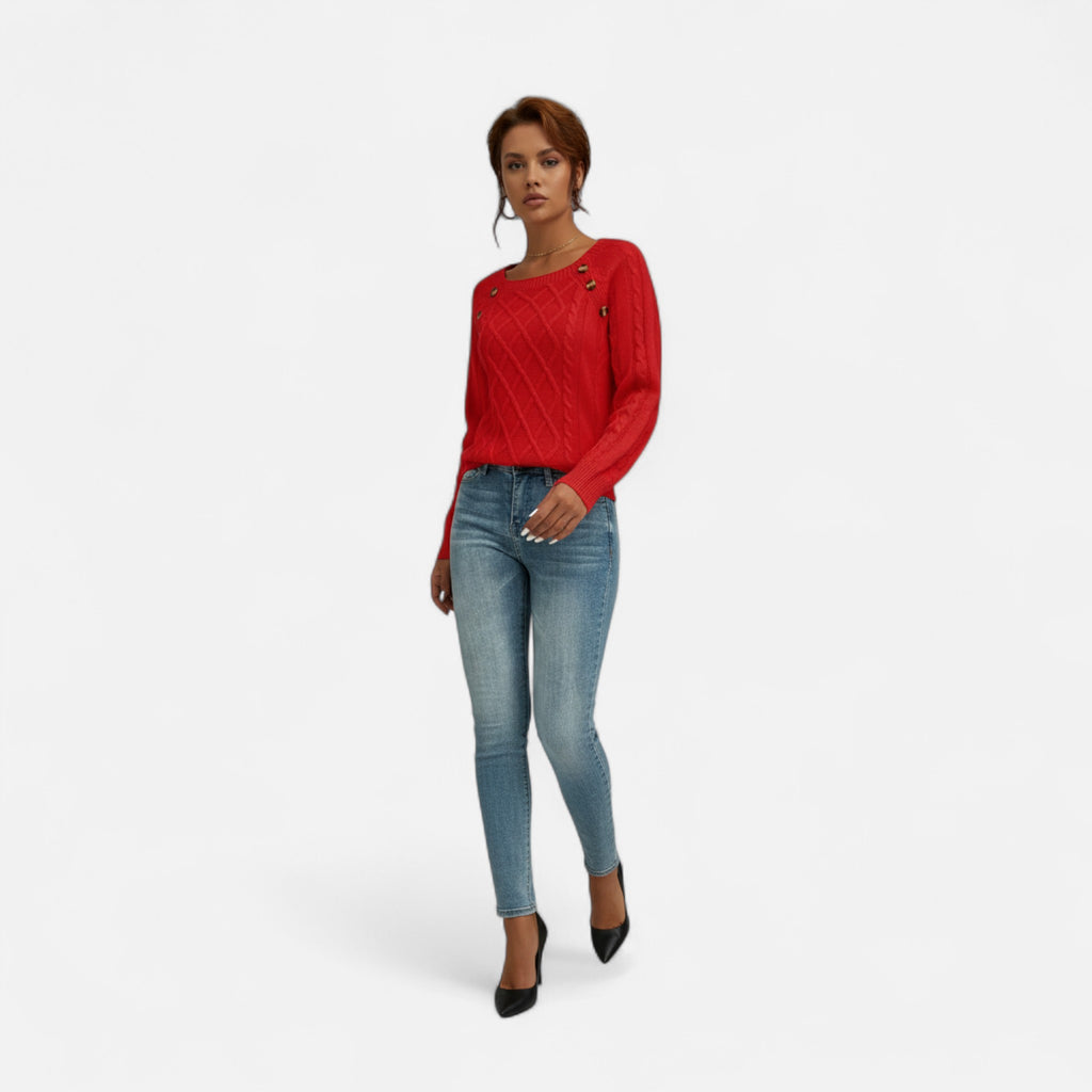 Savora Mode | Women’s Square Neck Cable Knit Sweater