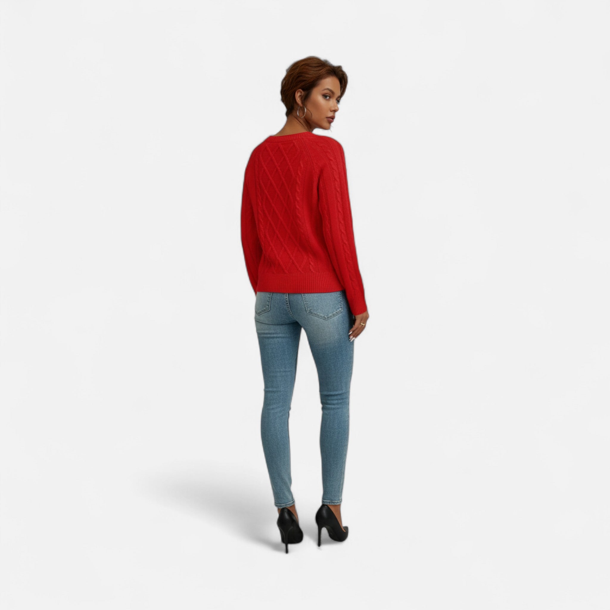 Savora Mode | Women’s Square Neck Cable Knit Sweater