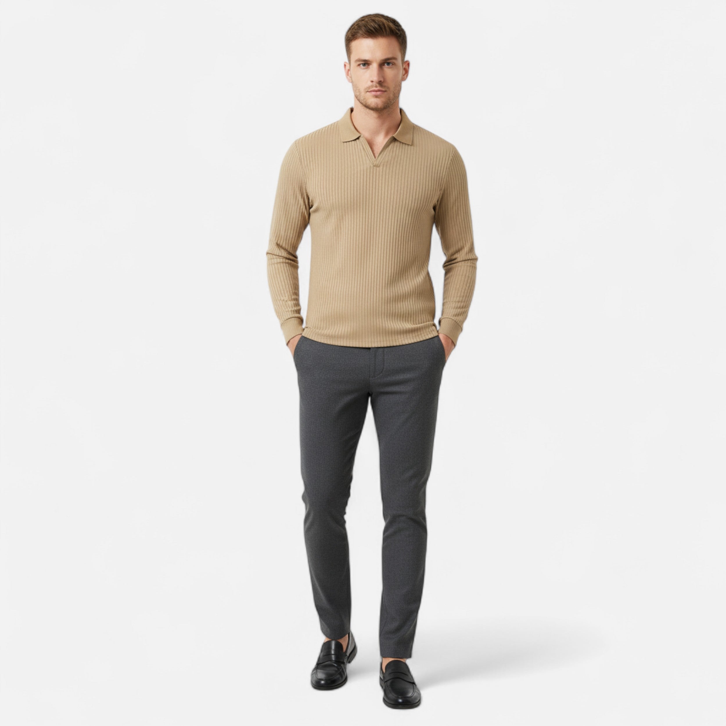 Savora Mode | Ribbed Men's V-Neck Polo