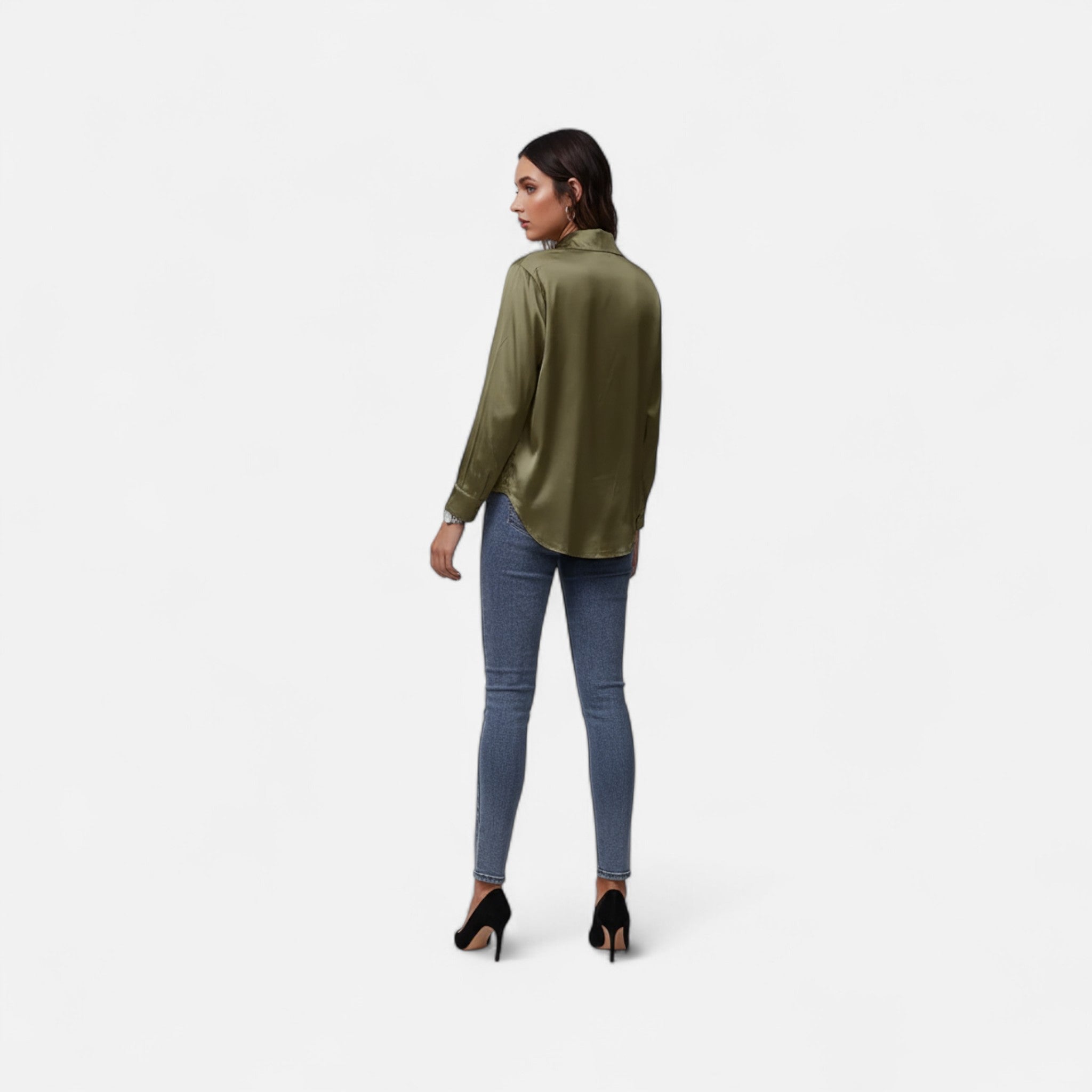 Savora Mode | Women’s Satin Finish Long Sleeve Shirt