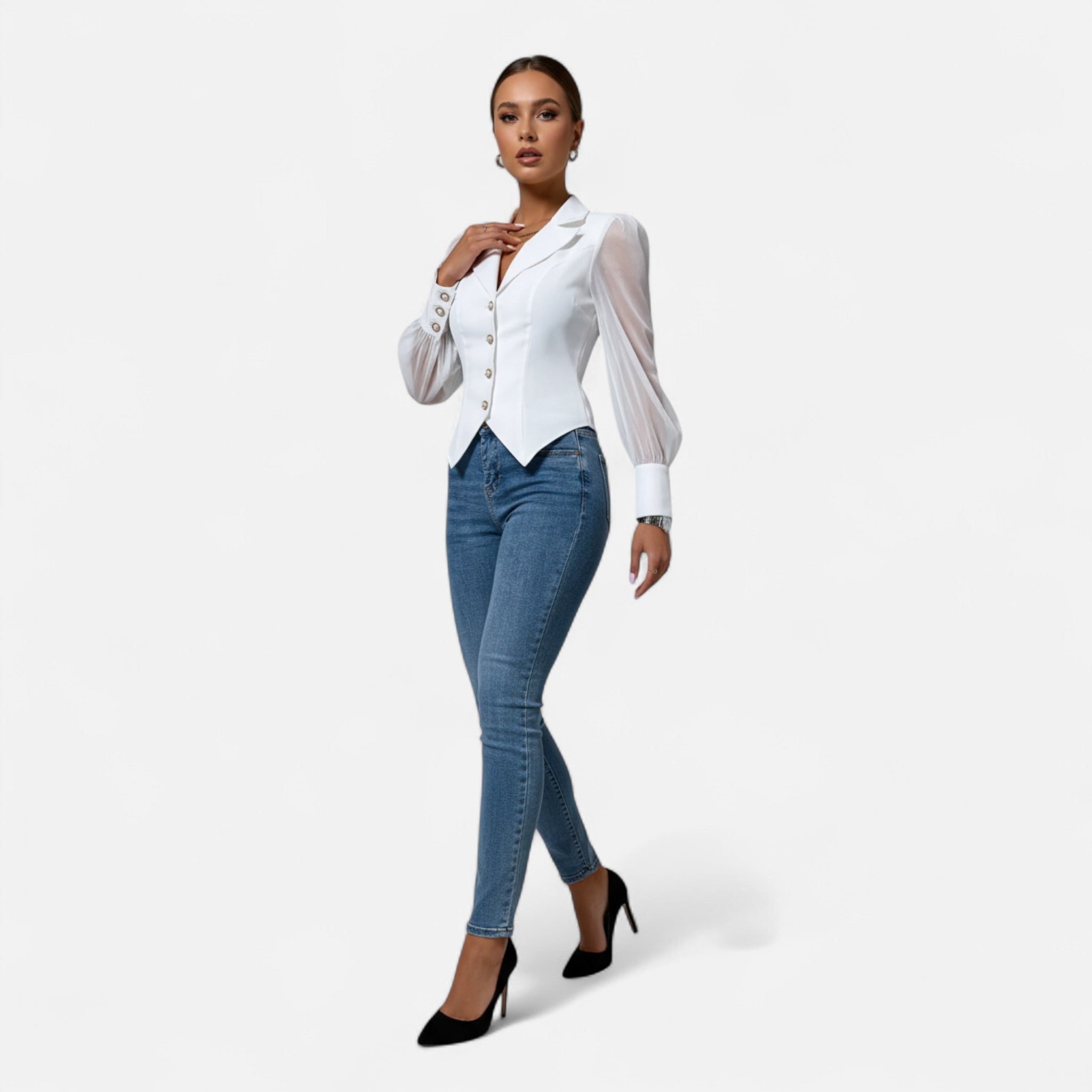 Savora Mode | Women’s Elegant Satin Finish Collar Shirt